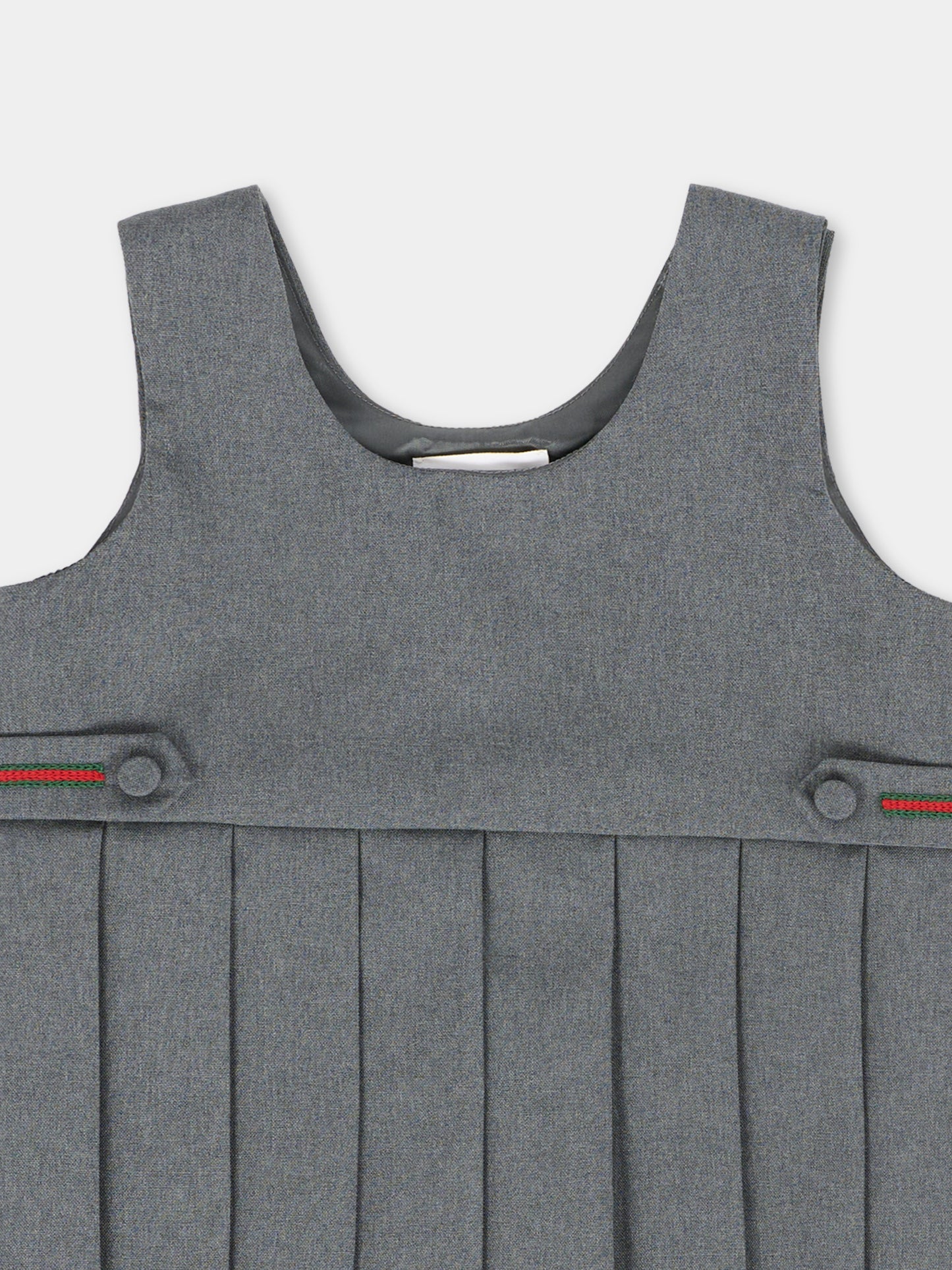 Vestito grigio per neonata con dettaglio Web,Gucci Kids,834384 XWA1Z 1401