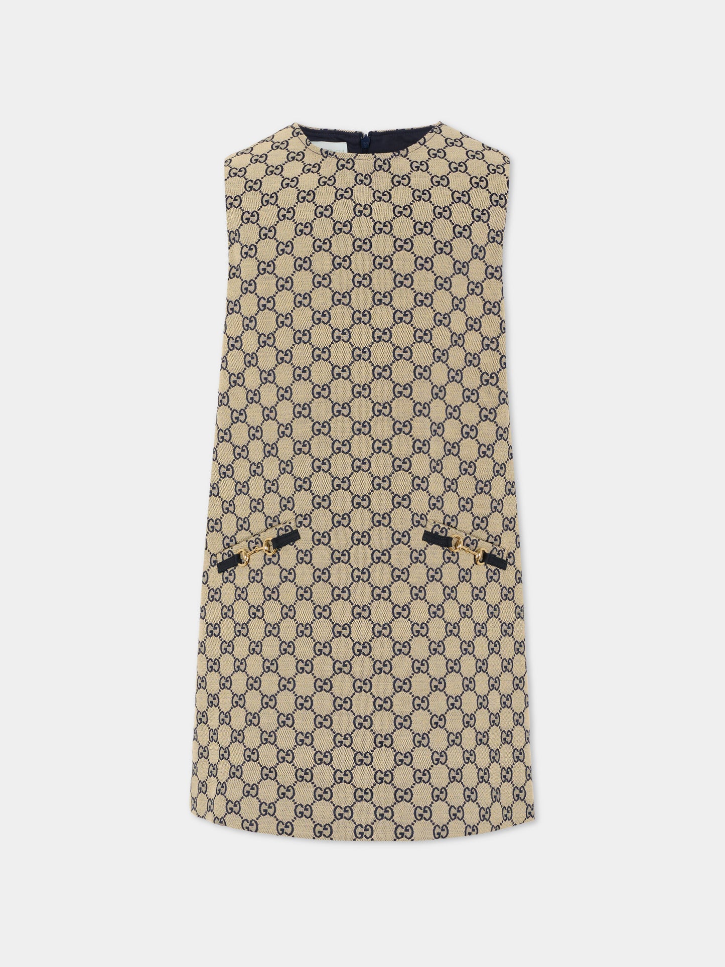Vestito beige per bambina con morsetto,Gucci Kids,828472 XWA2M 9118