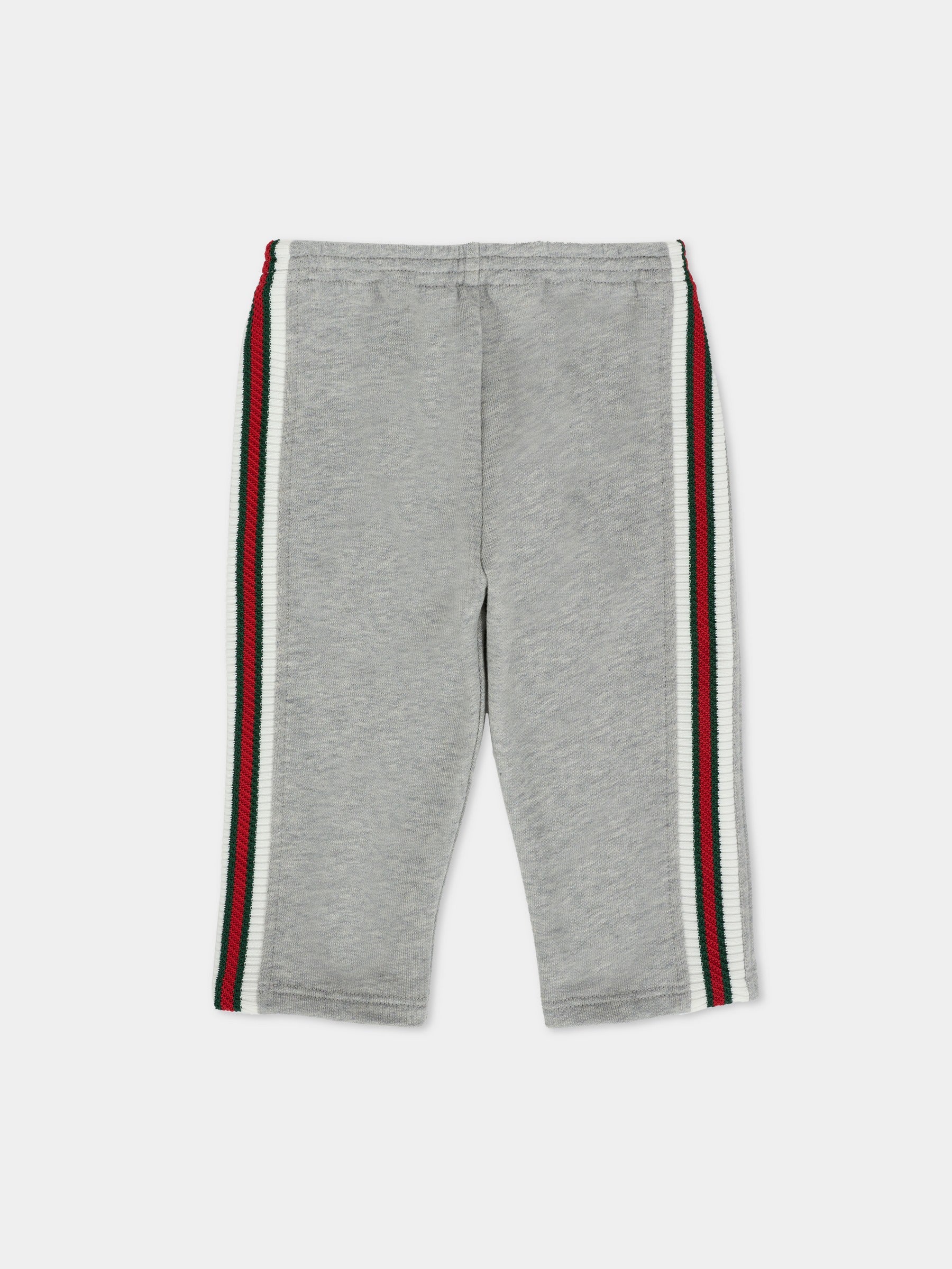 Pantaloni grigi per neonato con dettaglio Web,Gucci Kids,825186 XJHAQ 1183