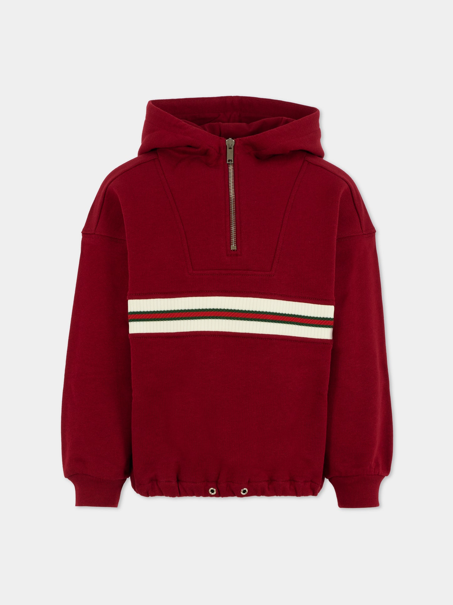 Felpa rossa per bambini con dettaglio Web,Gucci Kids,825176 XJHAQ 6318