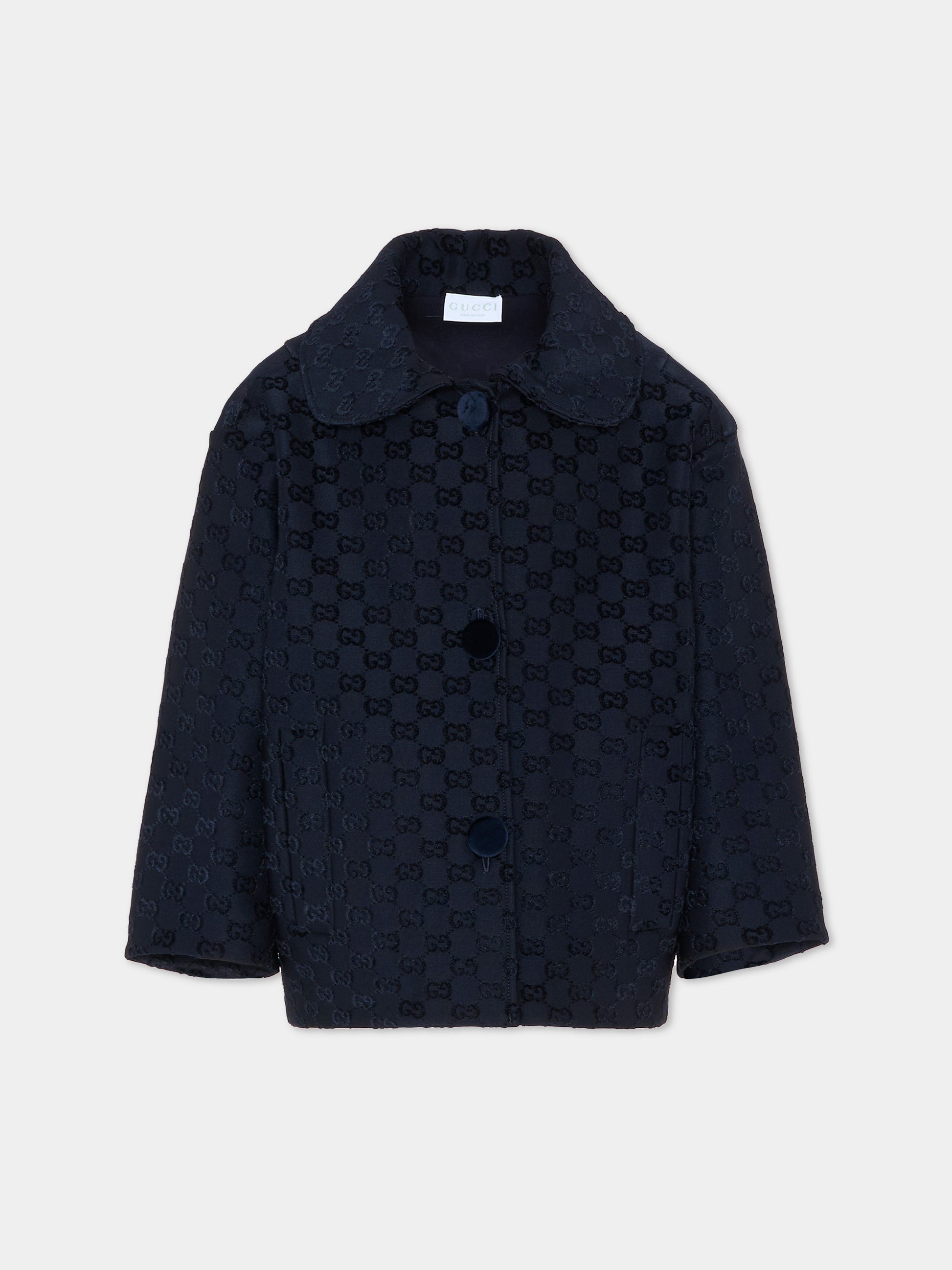 Giacca blu per bambina con motivo GG,Gucci Kids,828849 XJHD5 4215