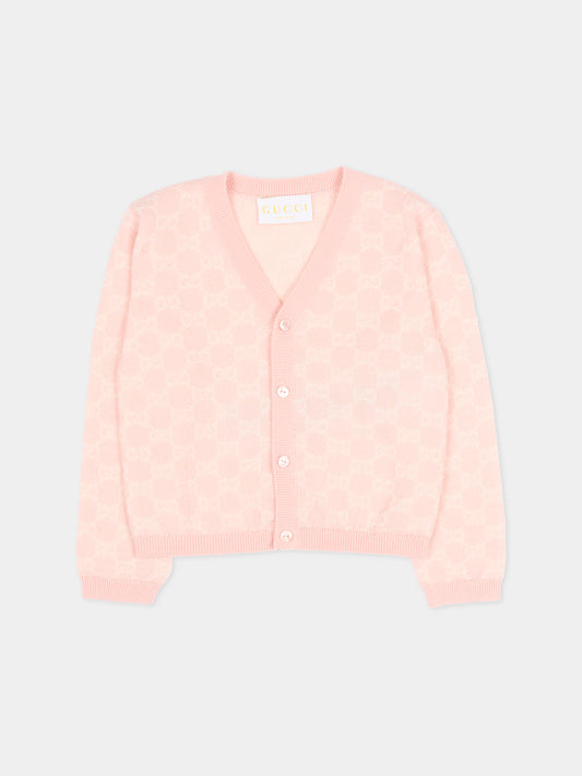 Cardigan rosa per neonata con motivo GG,Gucci Kids,834348 XKEZP 5012