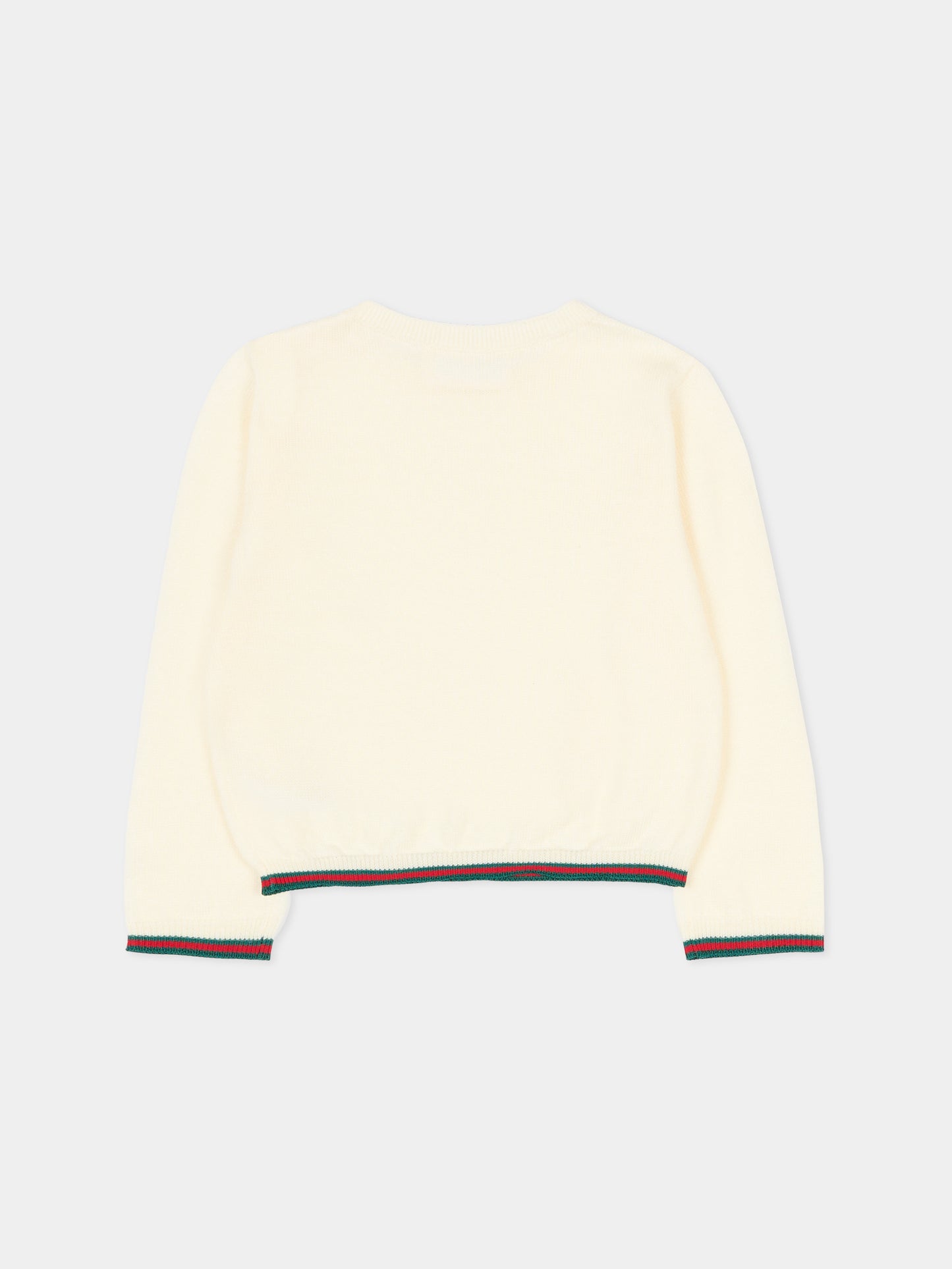 Maglione avorio per neonati con dettaglio Web,Gucci Kids,825861 XKEXN 9112