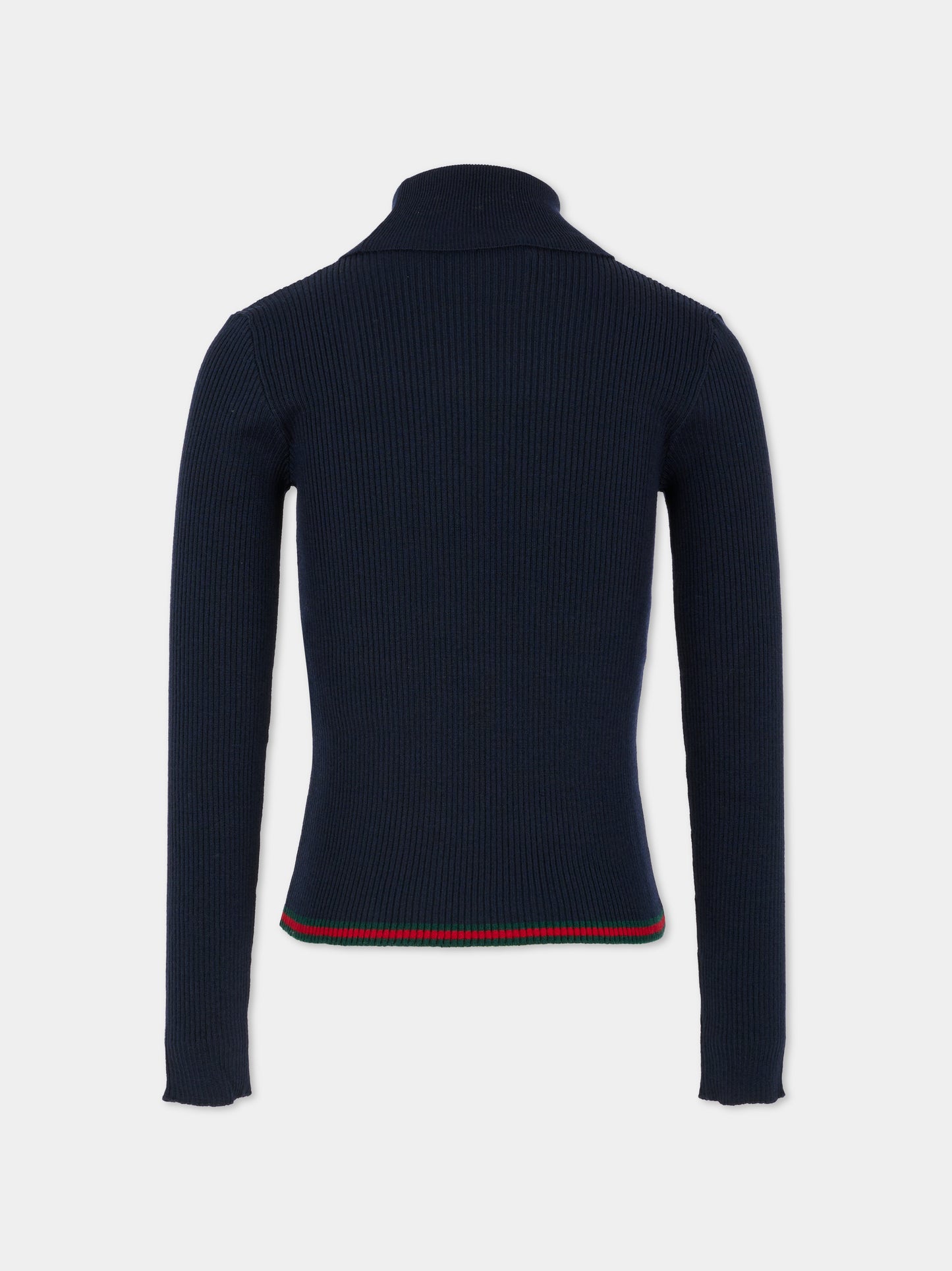 Dolcevita blu per bambini con dettaglio Web,Gucci Kids,828413 XKEZQ 4180