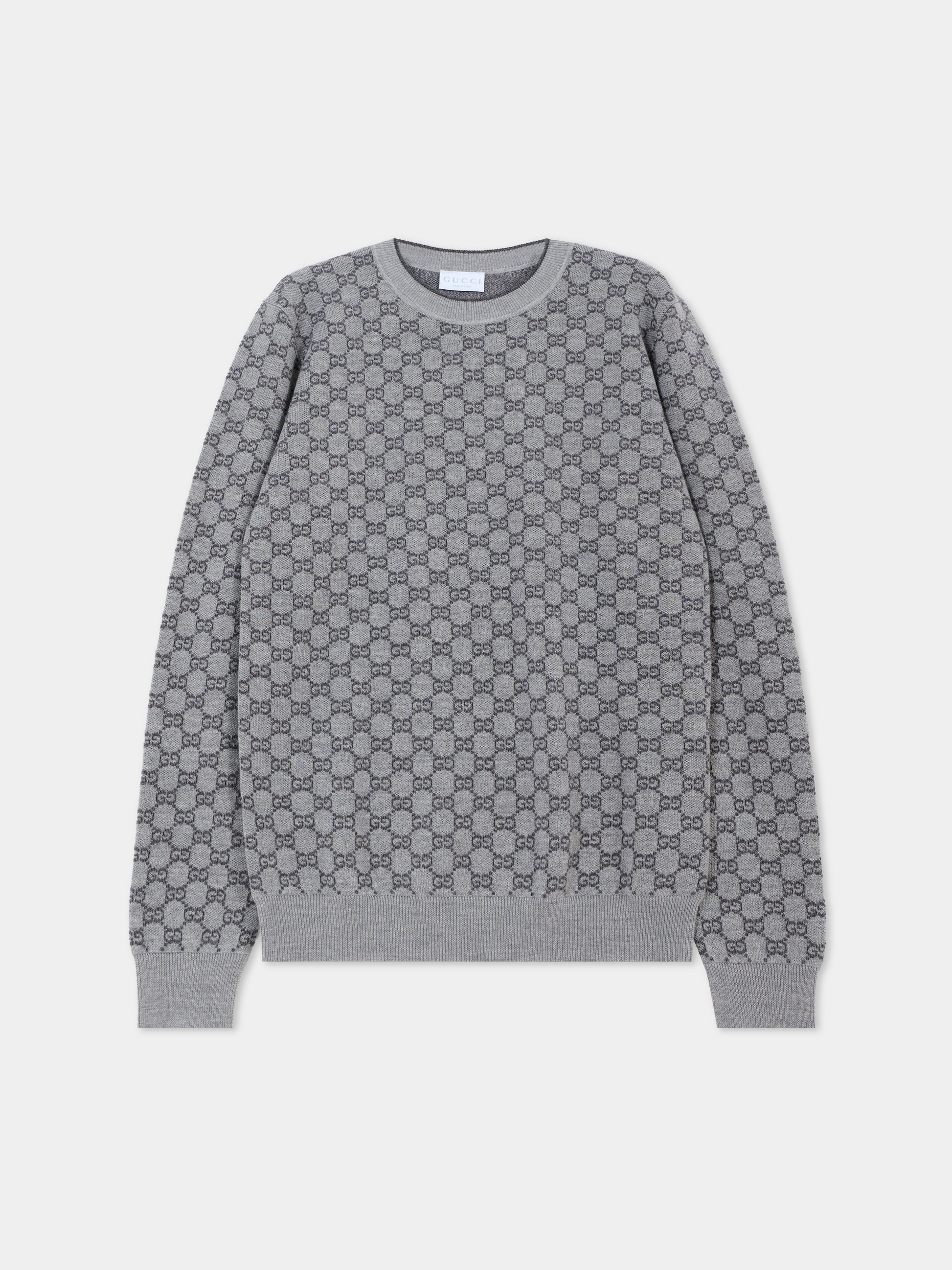 Maglione grigio per bambini con motivo GG,Gucci Kids,834349 XKEZO 1018