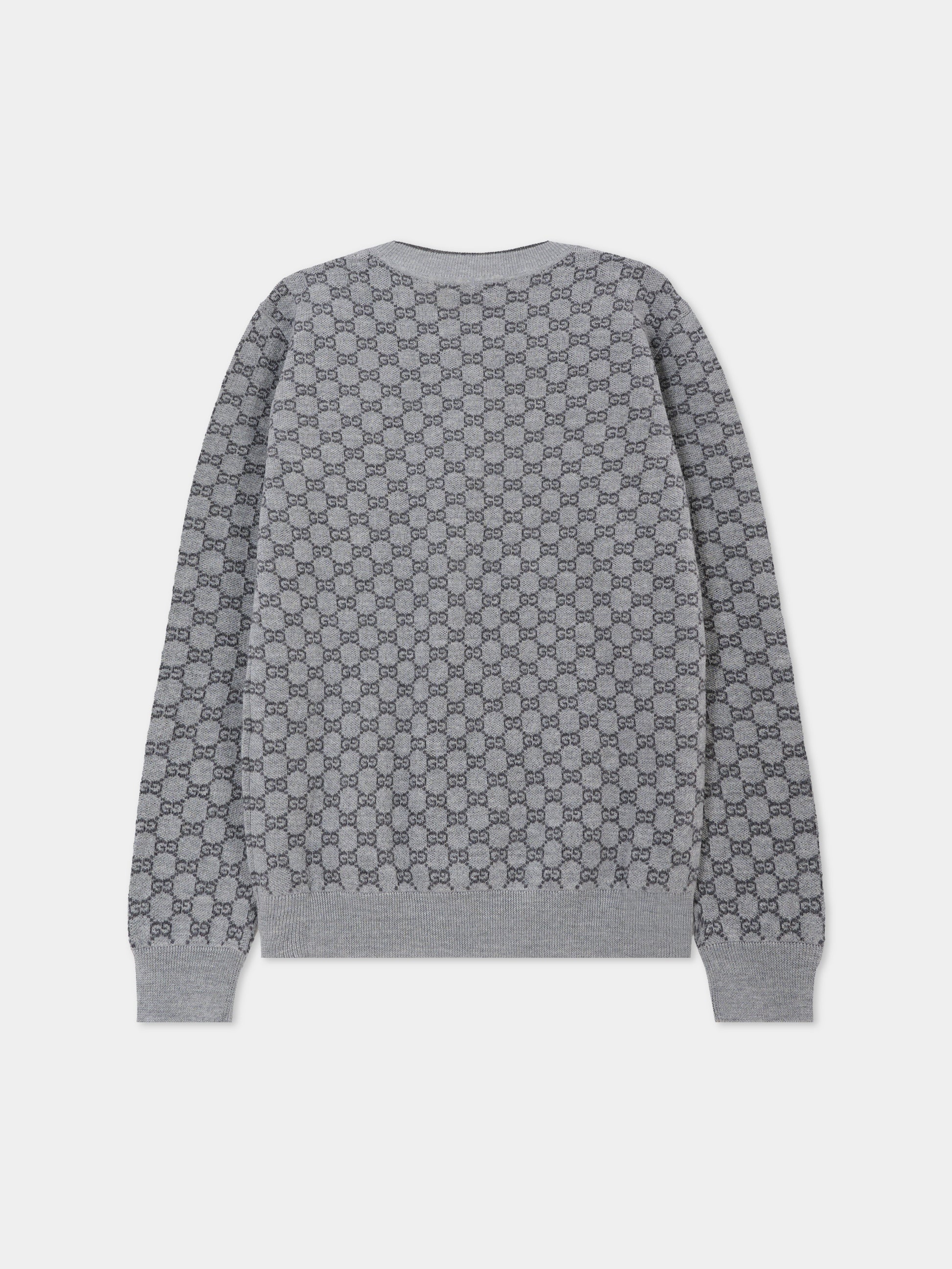 Maglione grigio per bambini con motivo GG,Gucci Kids,834349 XKEZO 1018