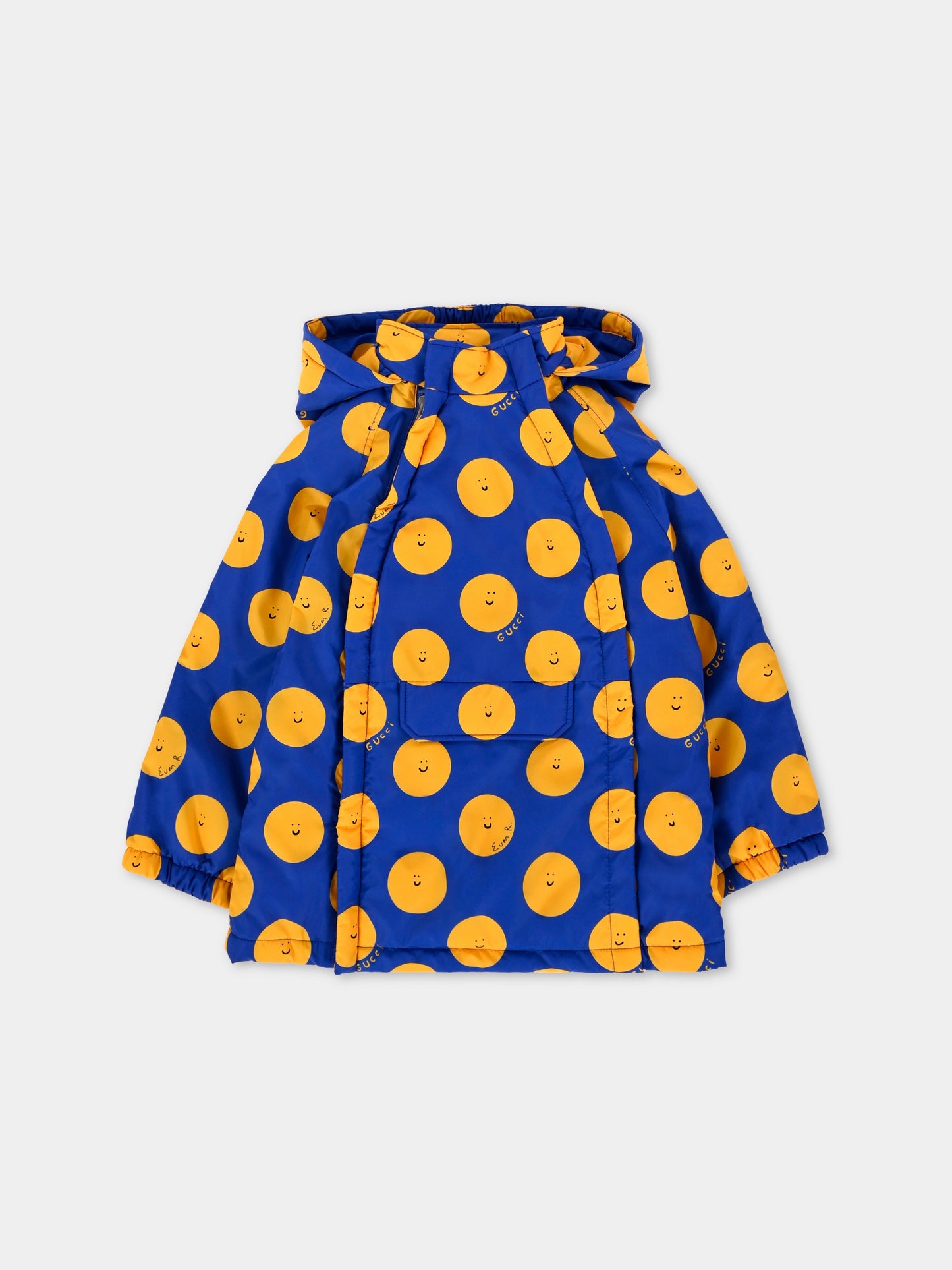 Giacca a vento blu per neonato con sole sorridente,Gucci Kids,828491 XWA5N 4875