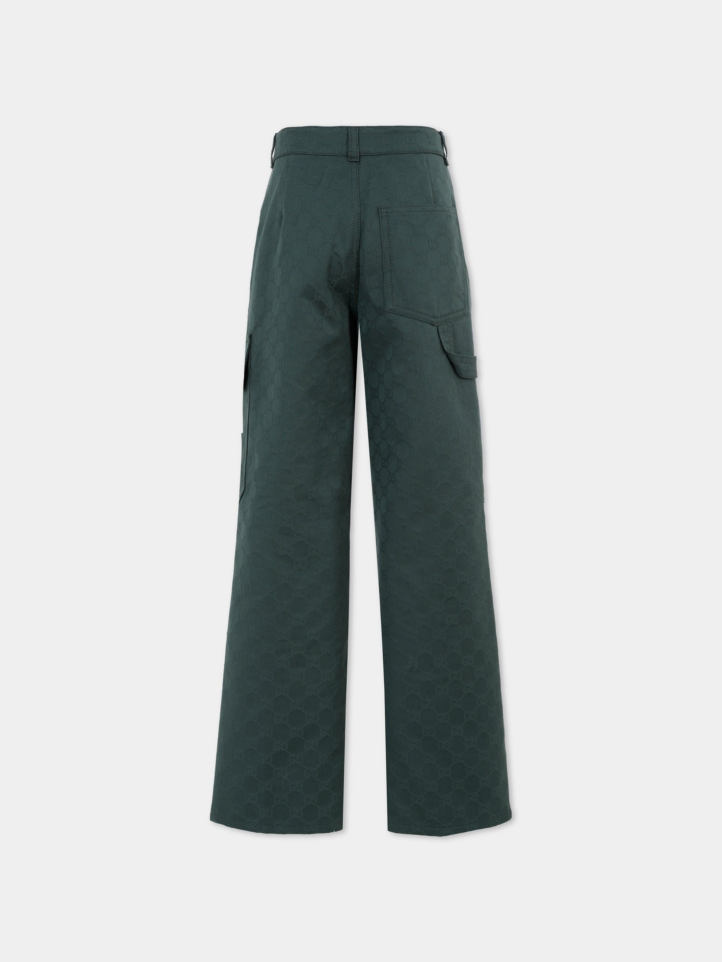 Pantaloni verdi per bambino con motivo GG,Gucci Kids,826643 XDC9J 1214