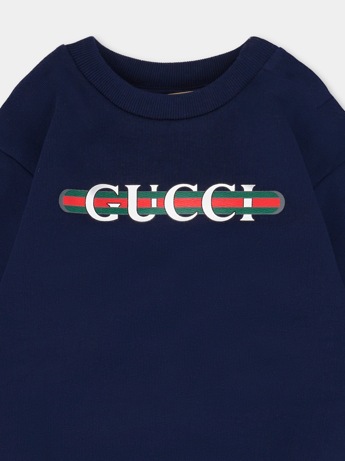 Felpa blu per neonati con logo,Gucci Kids,629430 XJGPJ 4392