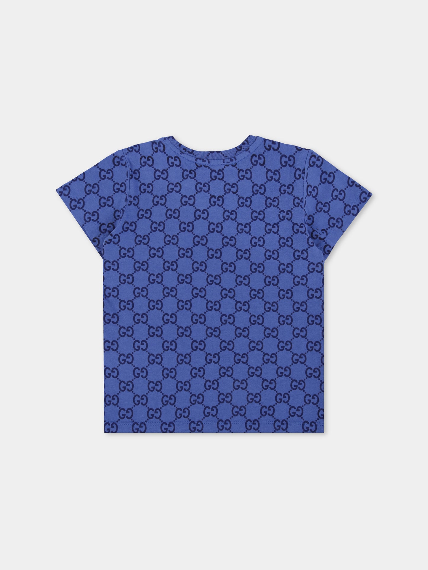 T-shirt blu per neonati con motivo GG,Gucci Kids,836273 XJHE8 4463
