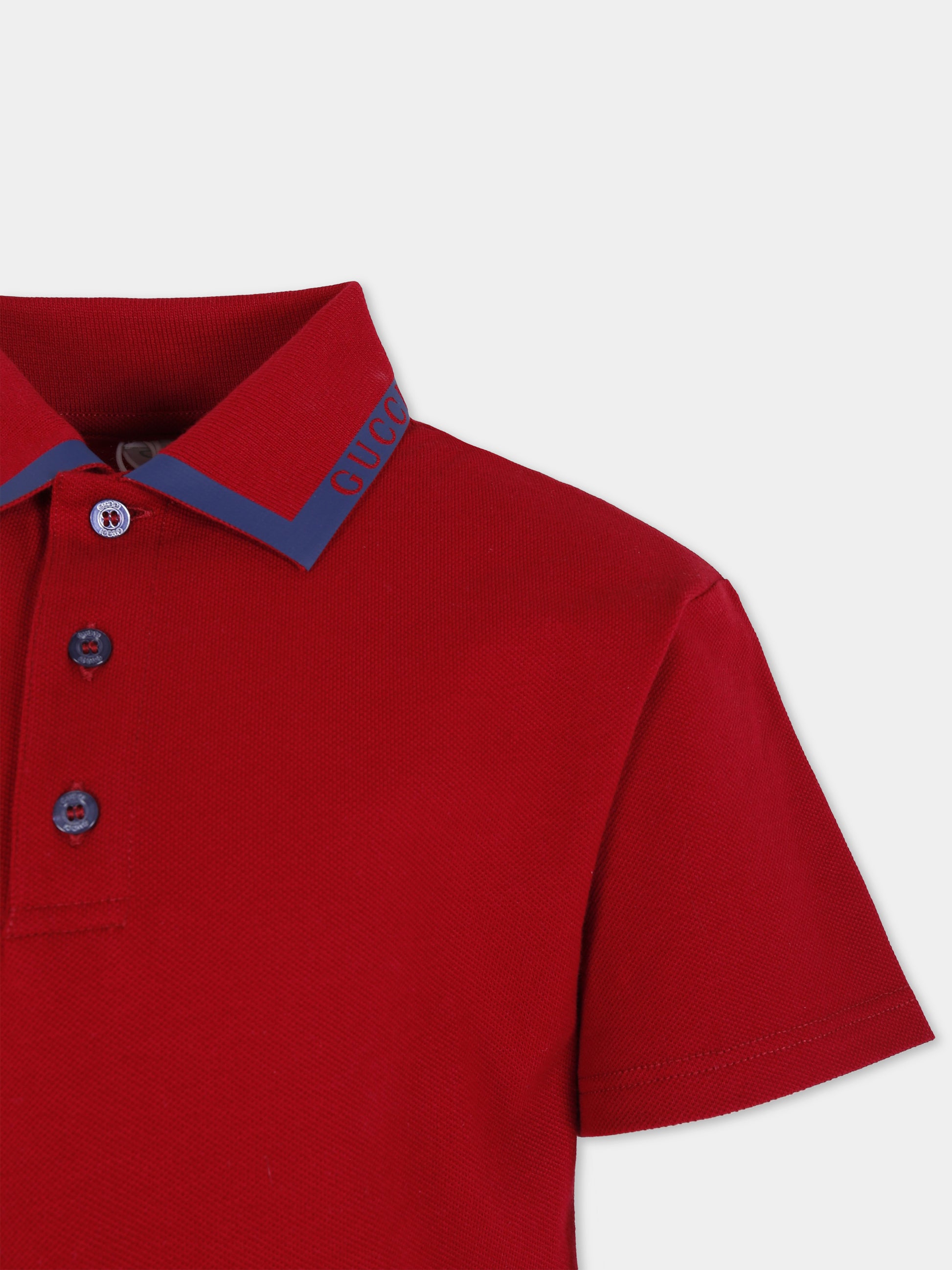 Polo rossa per bambino con logo,Gucci Kids,591426 XJHAO 6257