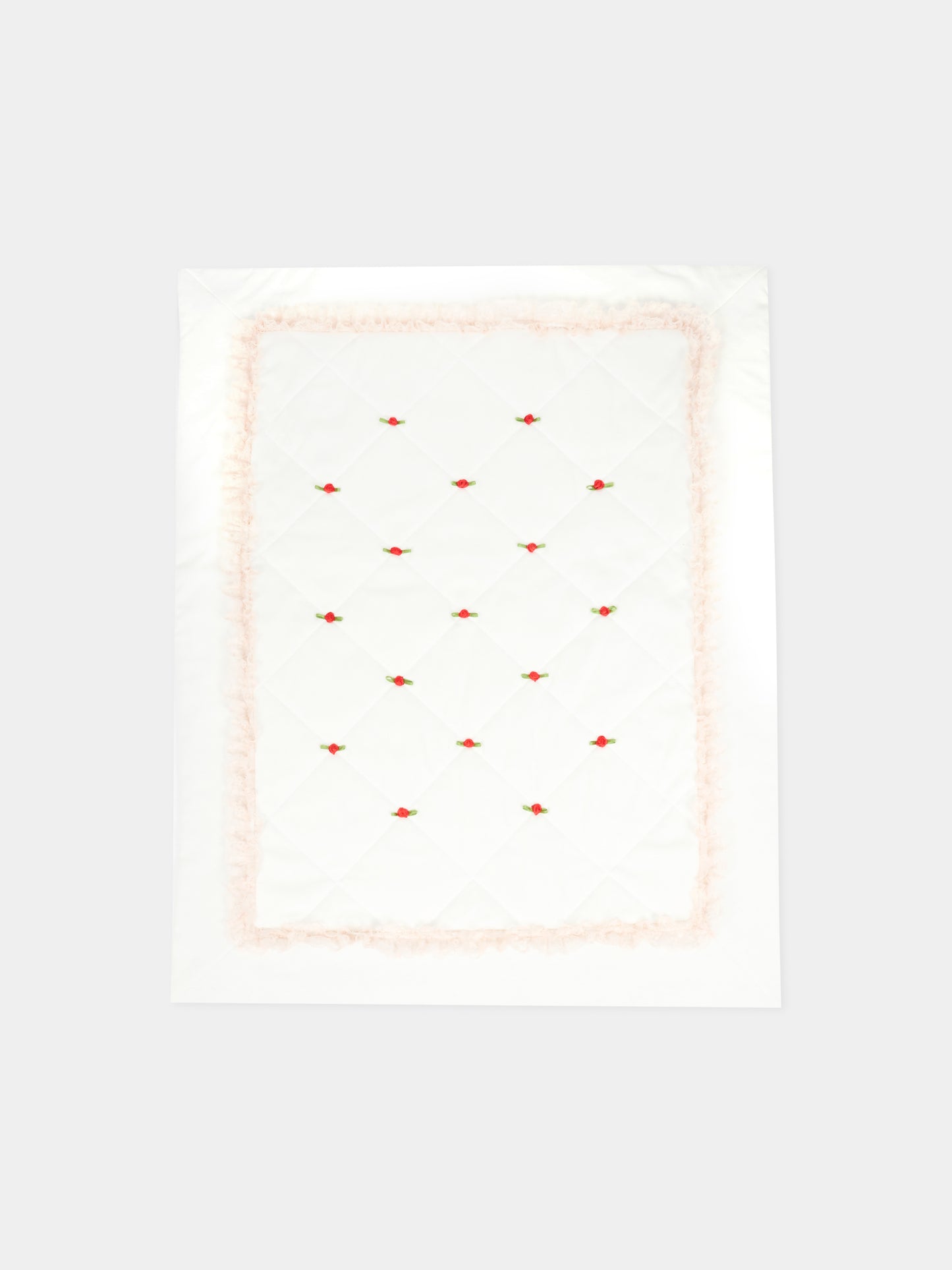 Coperta bianca per neonata con roselline,Monnalisa,35F007 6000 0143