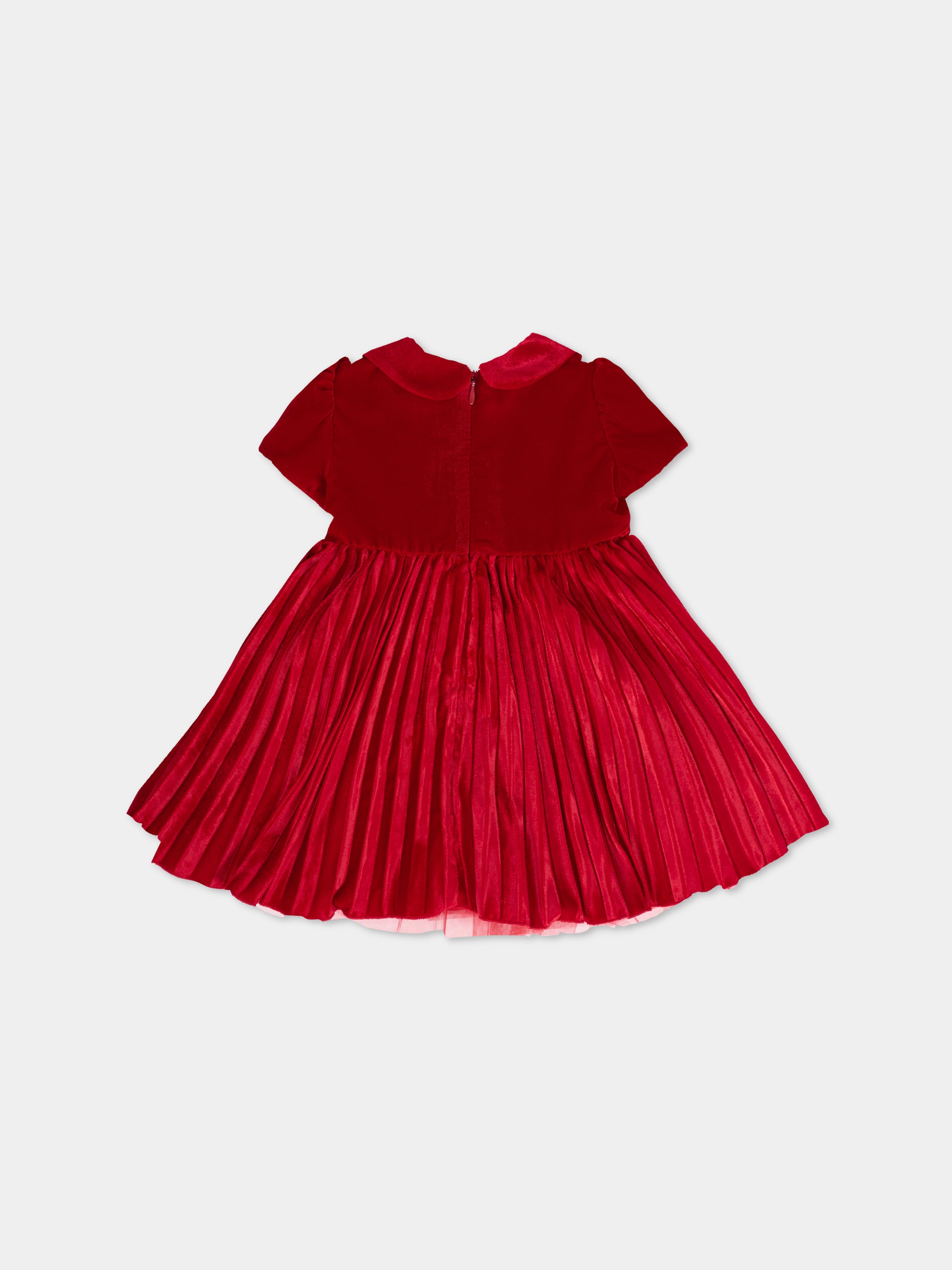 Vestito rosso per neonata con rose,Monnalisa,73F902 6803 0043