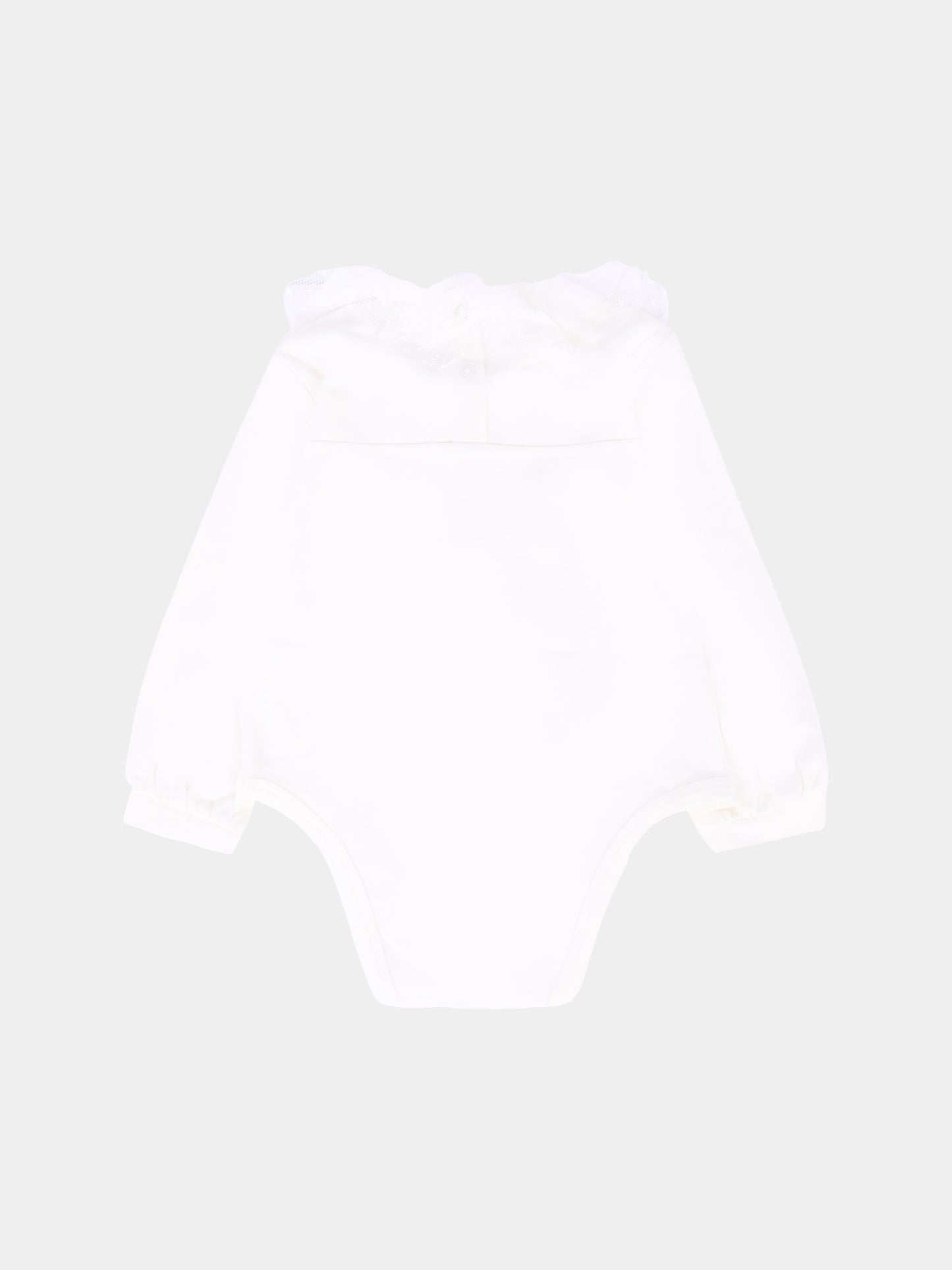 Body bianco per neonata con logo,Monnalisa,37F300 6003 0190