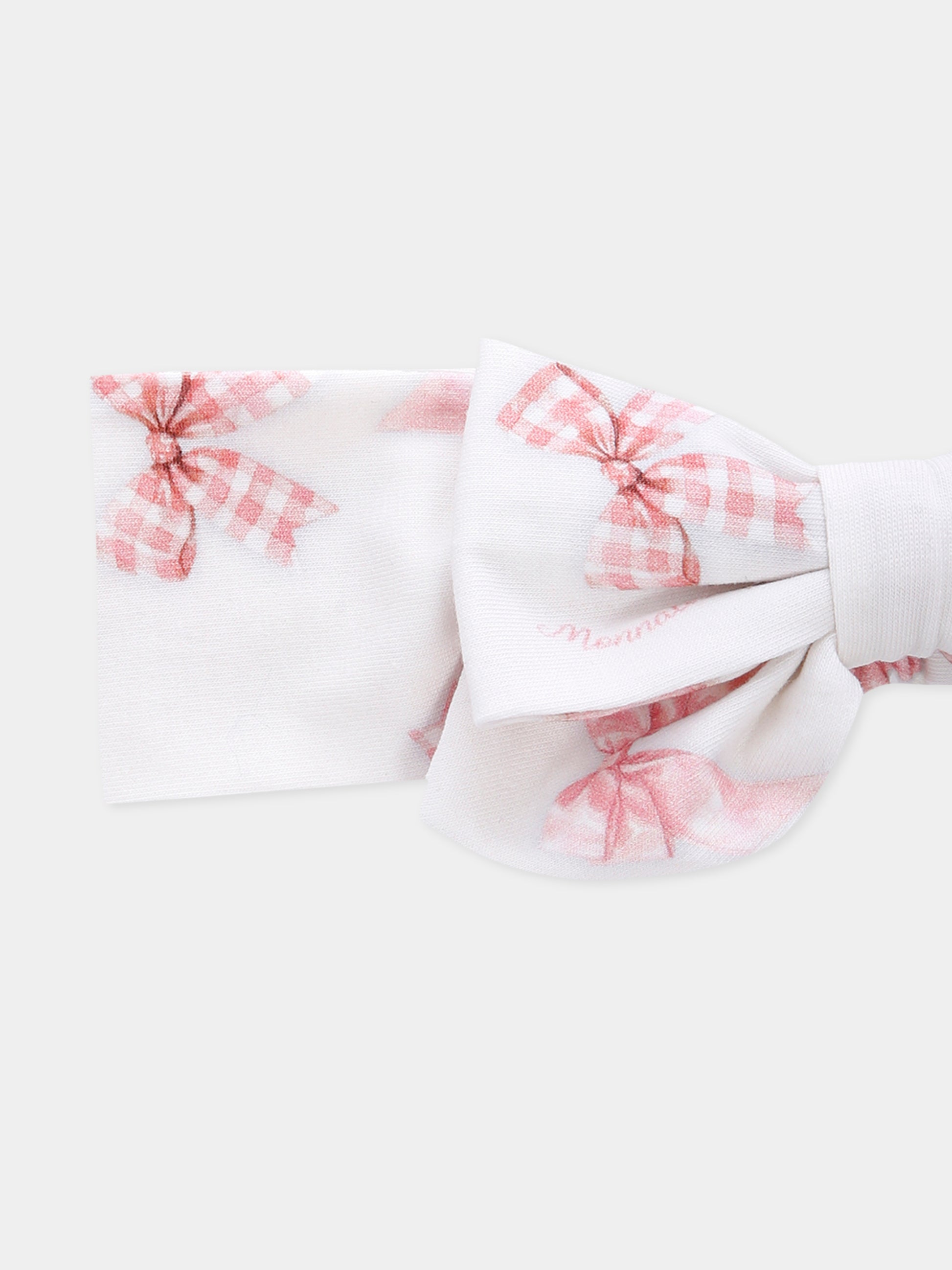 Fascia bianca per neonata con fiocco all over,Monnalisa,39F002 6650 0001