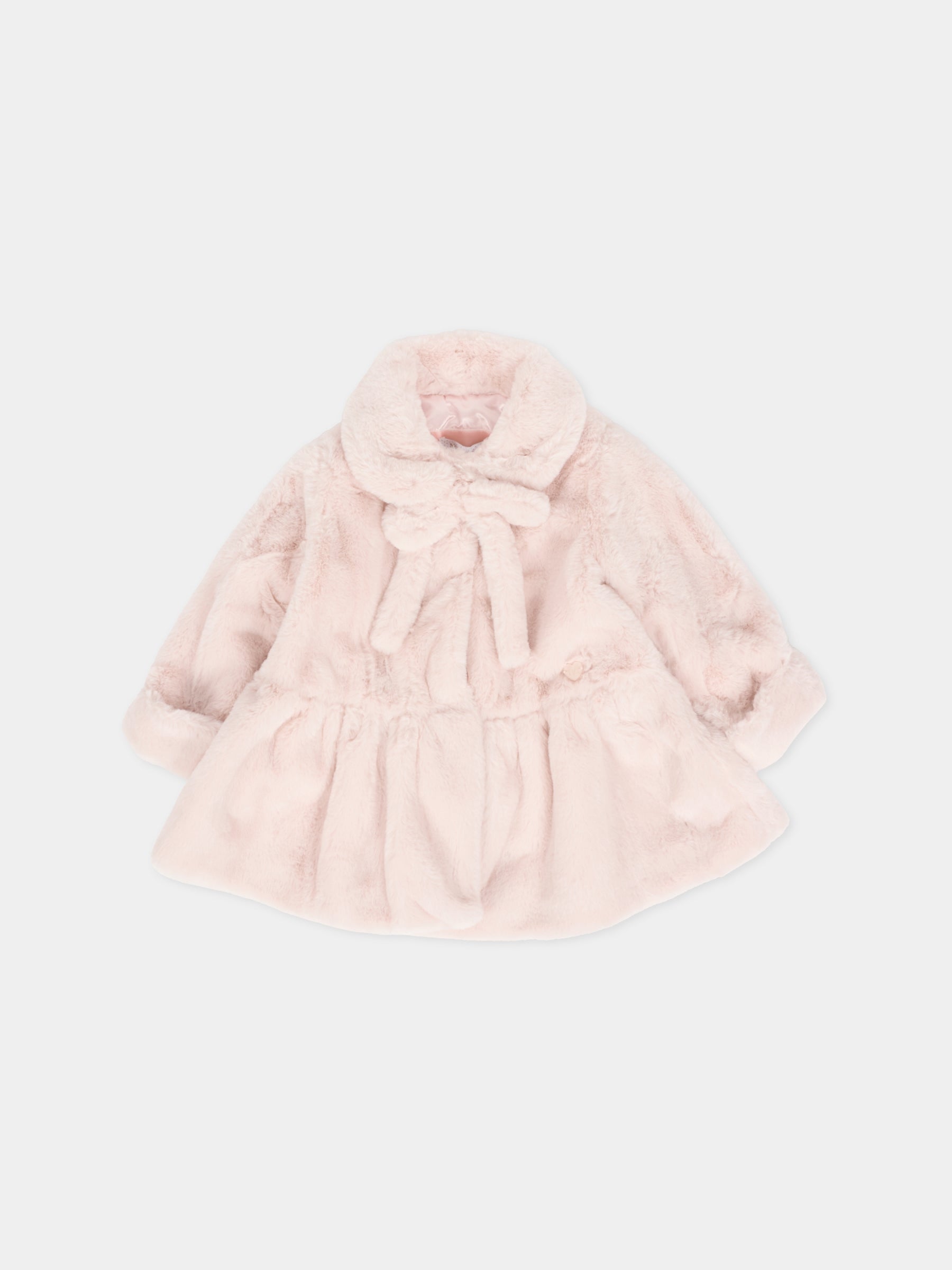 Ecopelliccia rosa per neonata con logo,Monnalisa,73F100 6033 0091