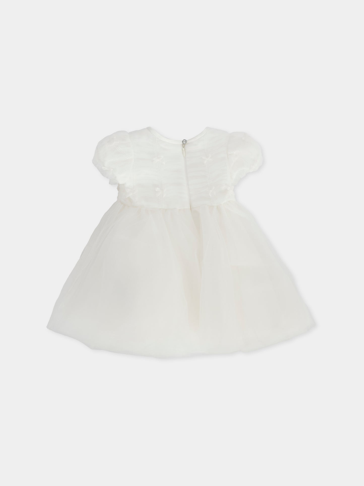 Vestito bianco per neonata con fiocchi,Monnalisa,73F903 6086 0001