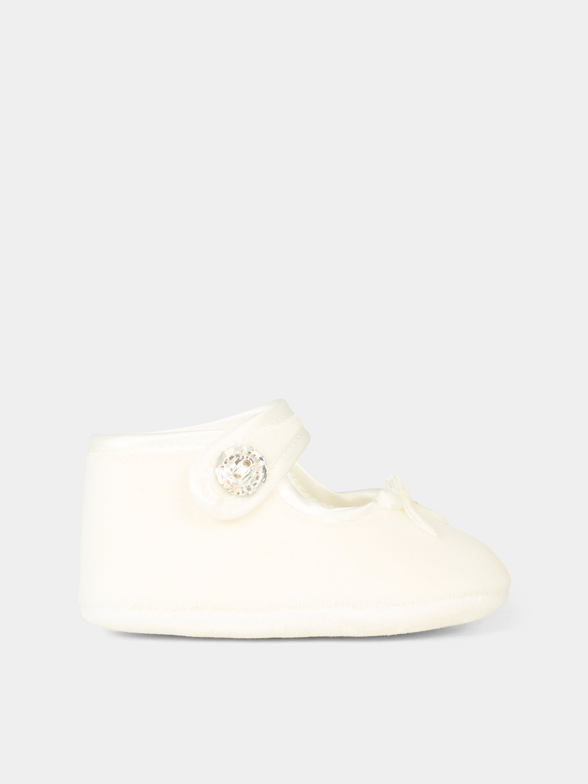 Ballerine bianche per neonata con fiocco,Monnalisa,73F003 6803 0001