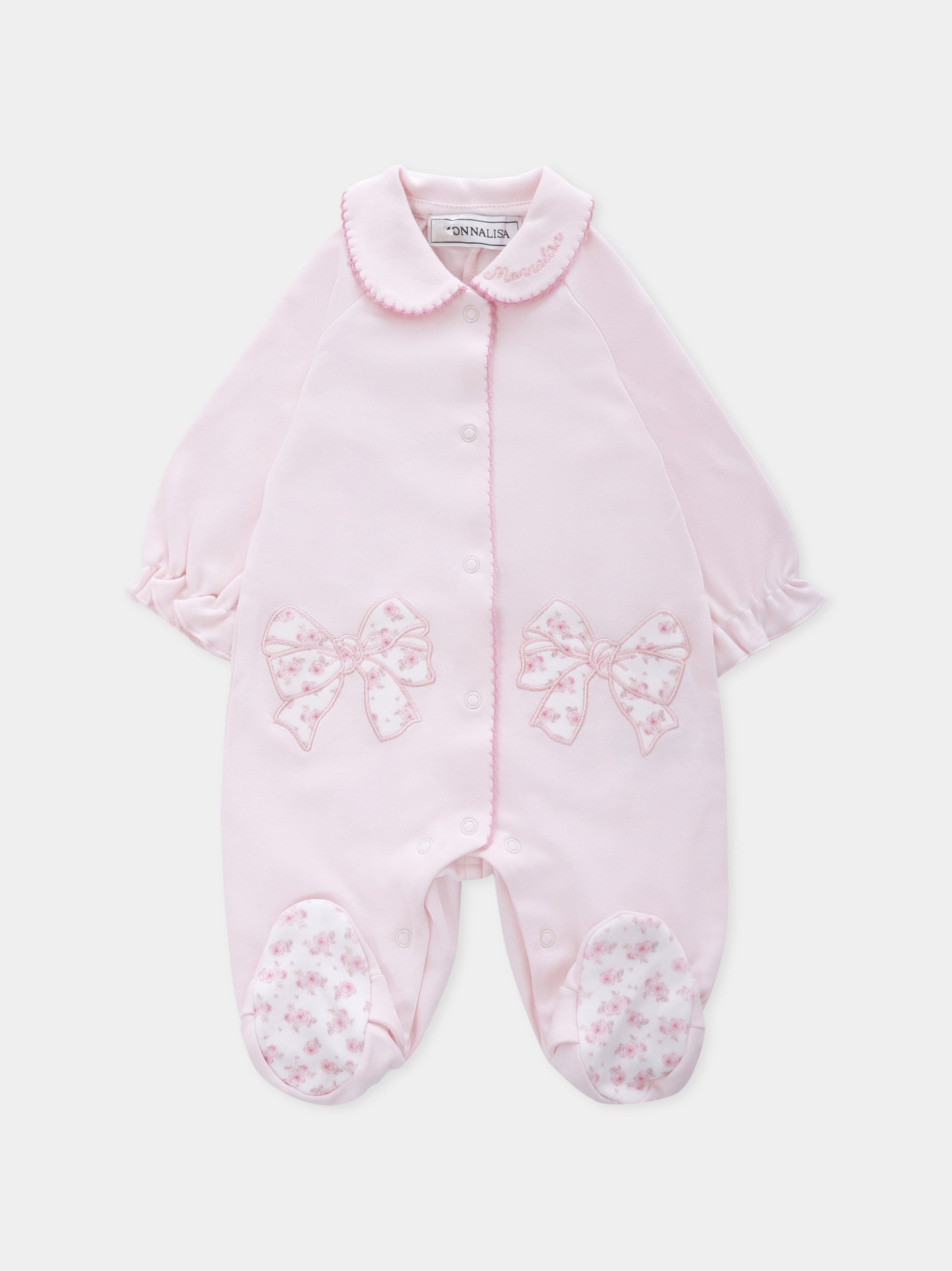 Set tutina rosa per neonata con fiocchi,Monnalisa,35F501 6000 091C