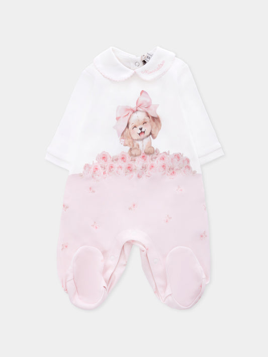 Tutina rosa per neonata con cane,Monnalisa,35F203 6000 0191