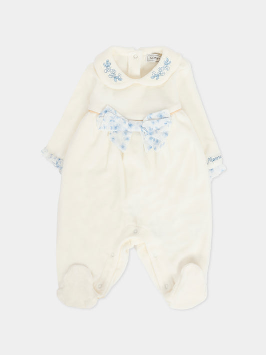 Tutina avorio per neonata con fiocco,Monnalisa,35F208 6002 0151