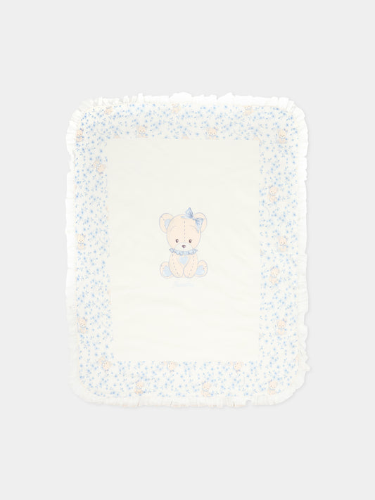 Coperta avorio per neonata con orsetto celeste,Monnalisa,35F006 6000 0151