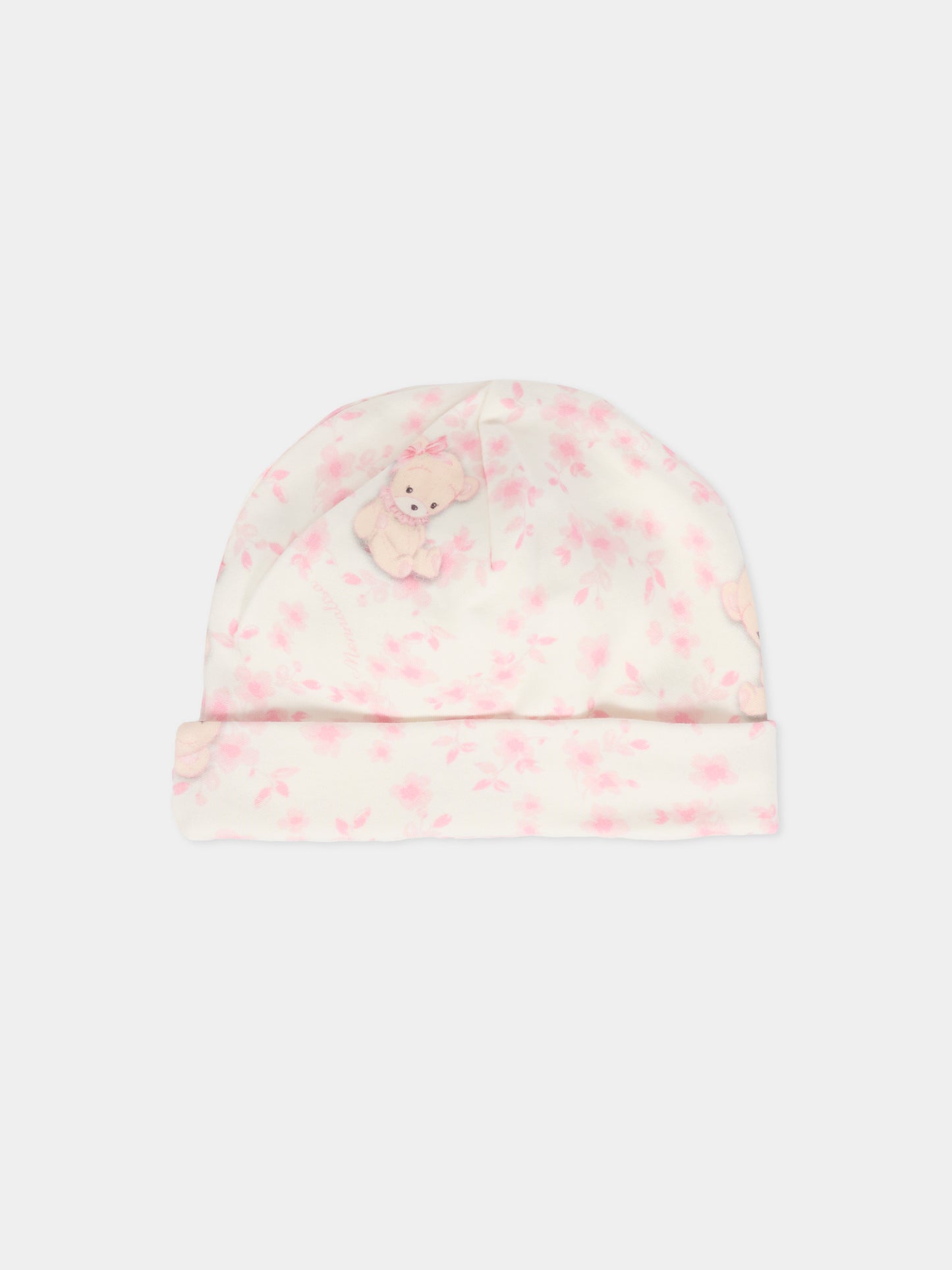 Set tutina avorio per neonata con orsetto rosa,Monnalisa,35F508 6000 0191