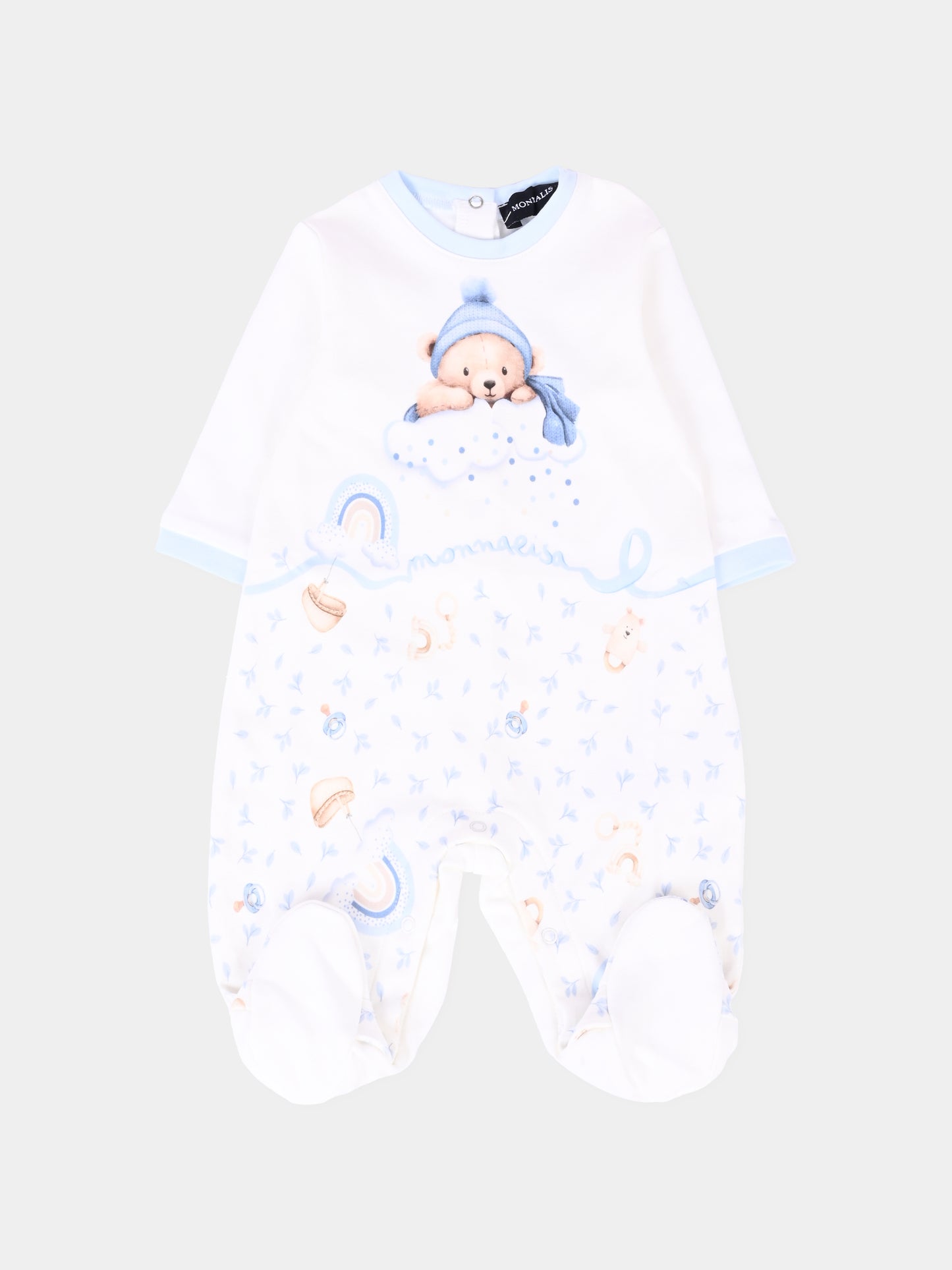 Set tutina bianco per neonato con orso,Monnalisa,22F512 6000 0152