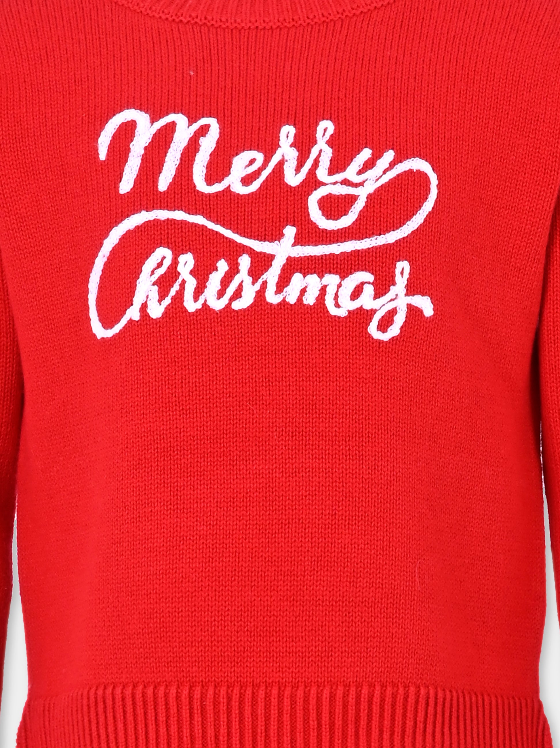 Maglione rosso per bambina con scritta Merry Christmas,Monnalisa,79F606 6064 0043