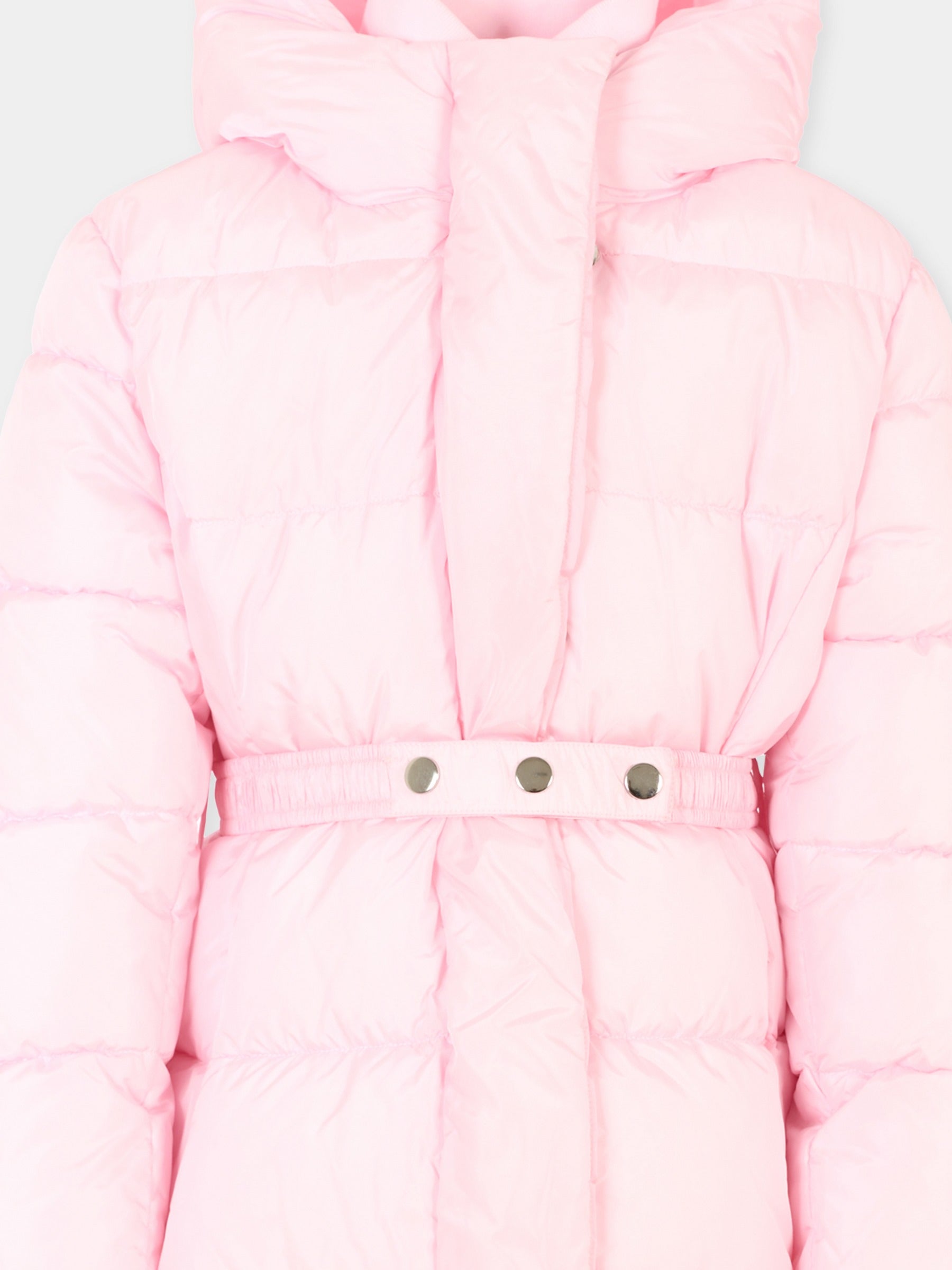 Piumino rosa per bambina con logo,Monnalisa,17F101 6020 0090