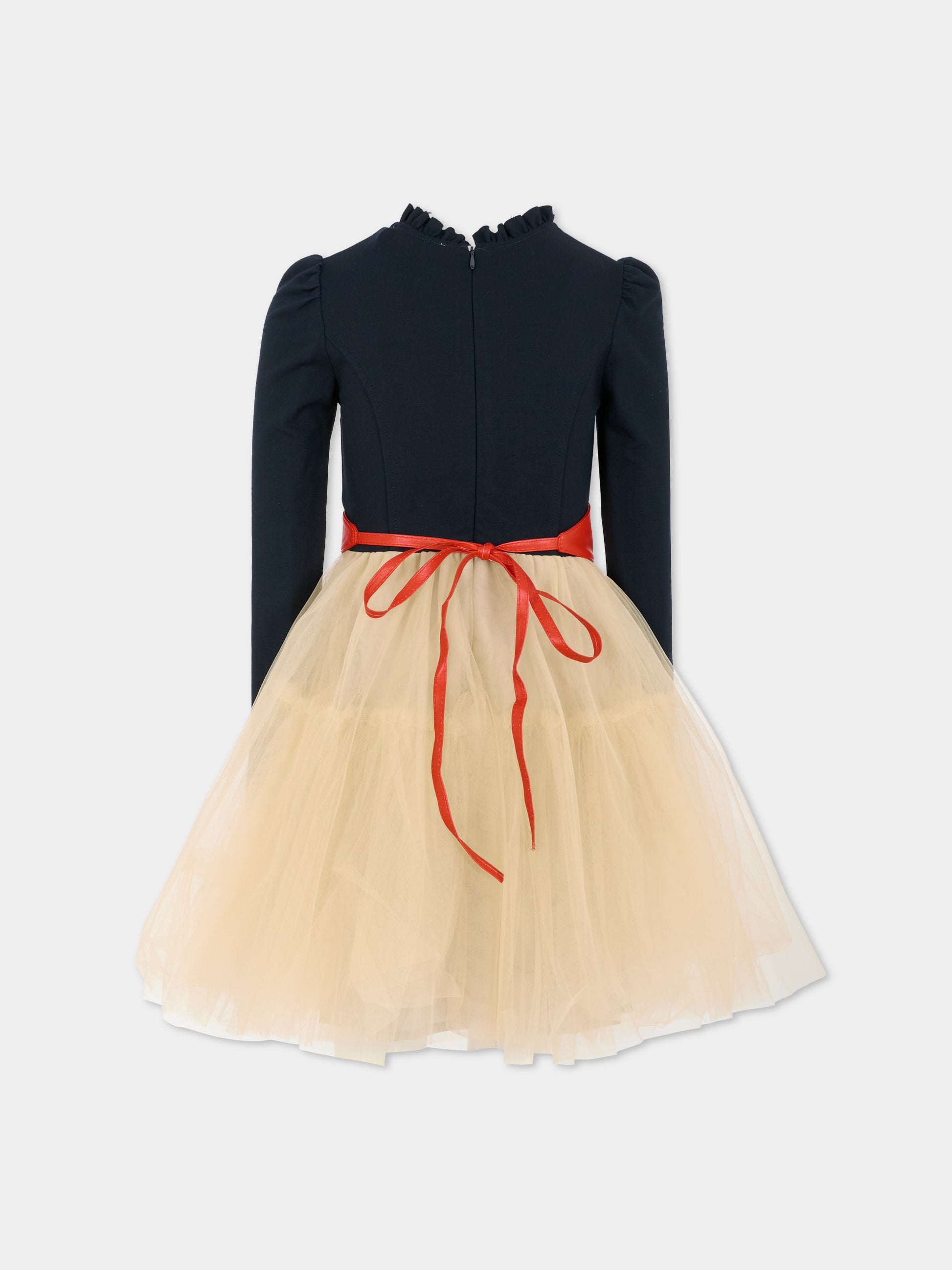 Vestito blu per bambina con Minnie,Monnalisa,11F908 6207 056S