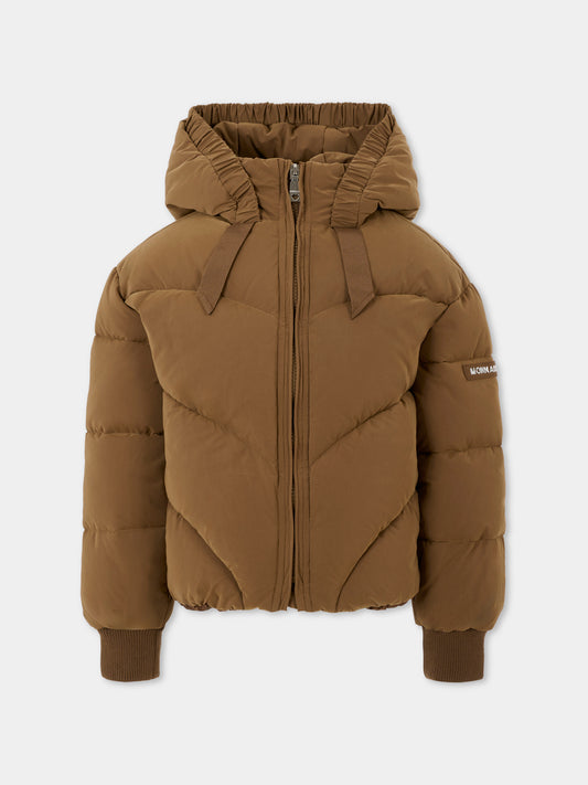 Bomber marrone per bambina con patch logato,Monnalisa,17F103 6022 0006