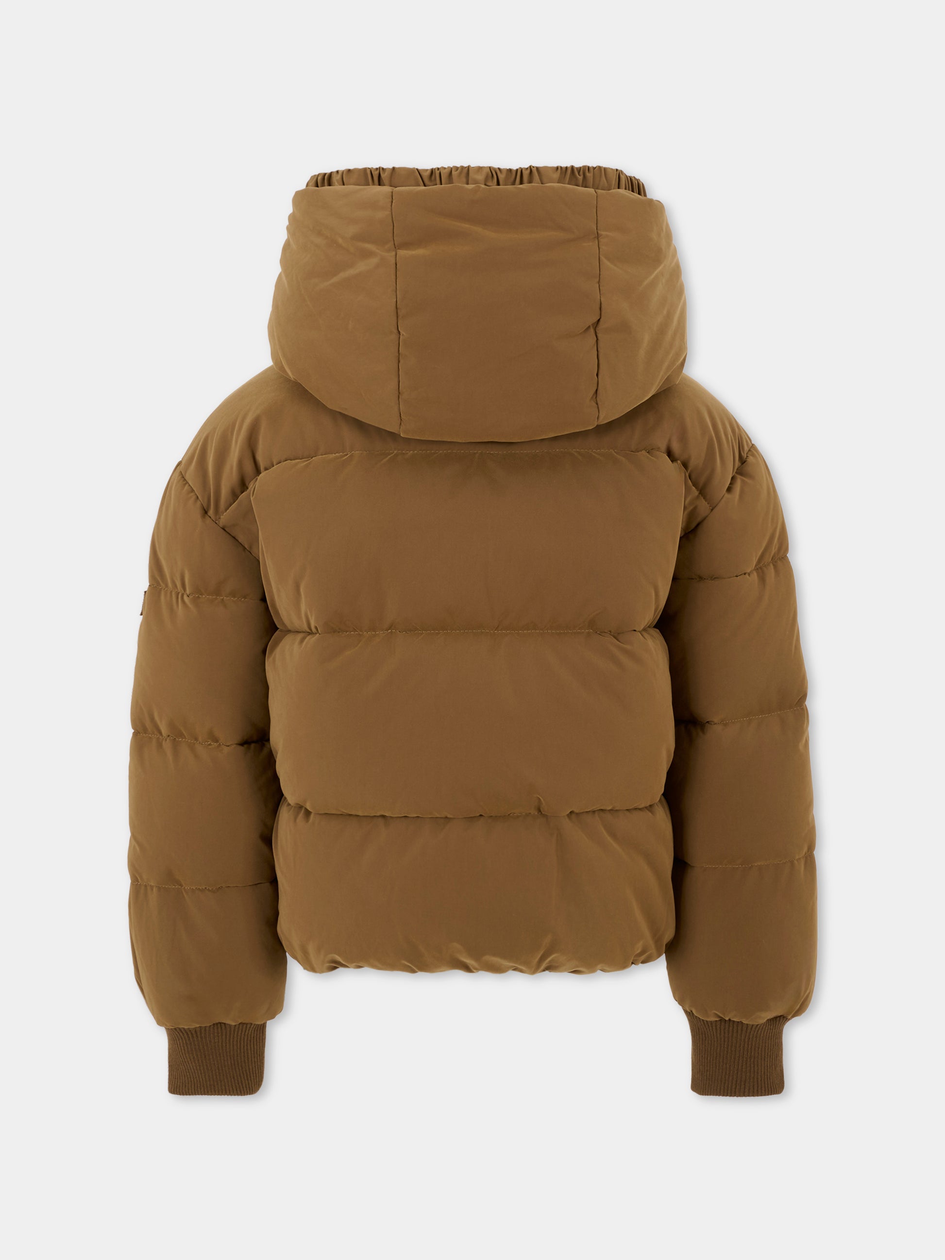 Bomber marrone per bambina con patch logato,Monnalisa,17F103 6022 0006