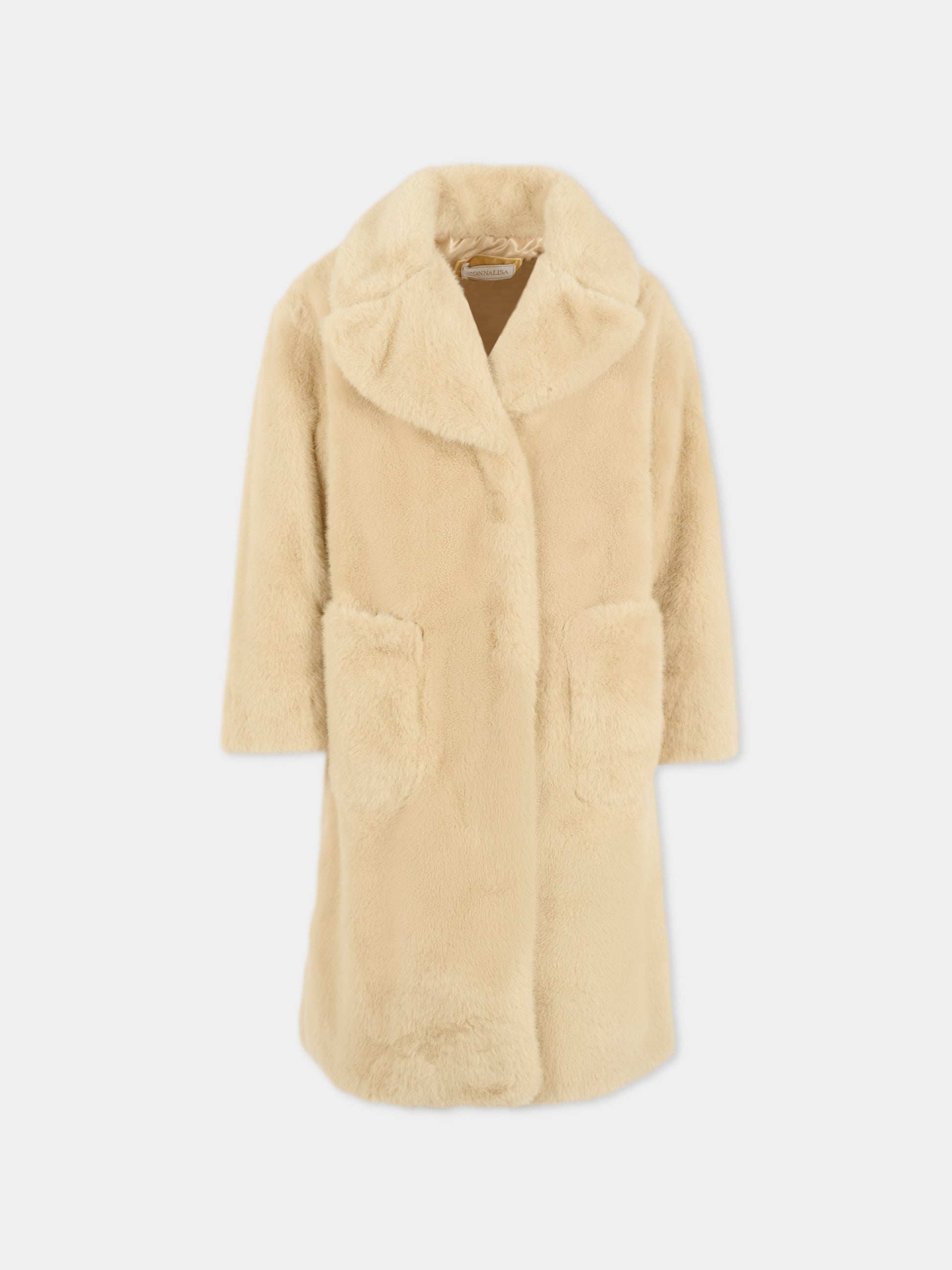 Ecopelliccia beige per bambina,Monnalisa,17F104 6030 0003