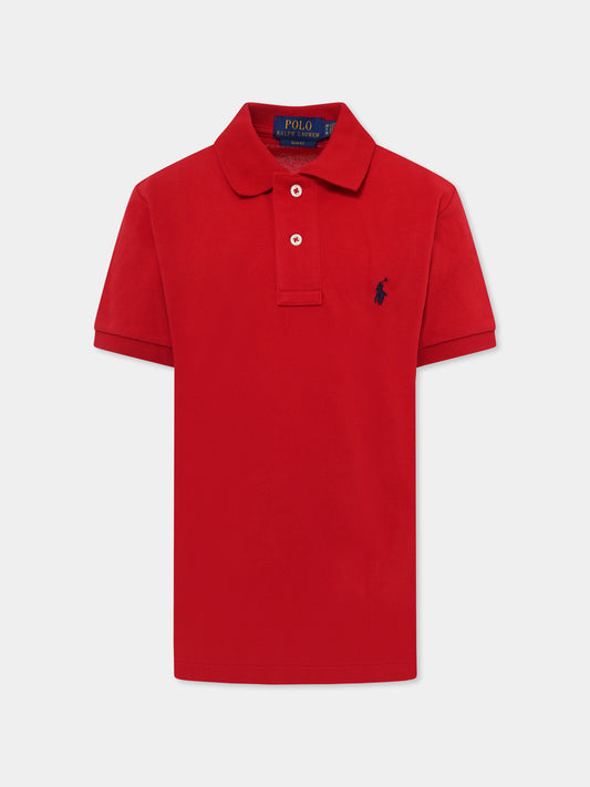 Red polo shirt for boy with horse