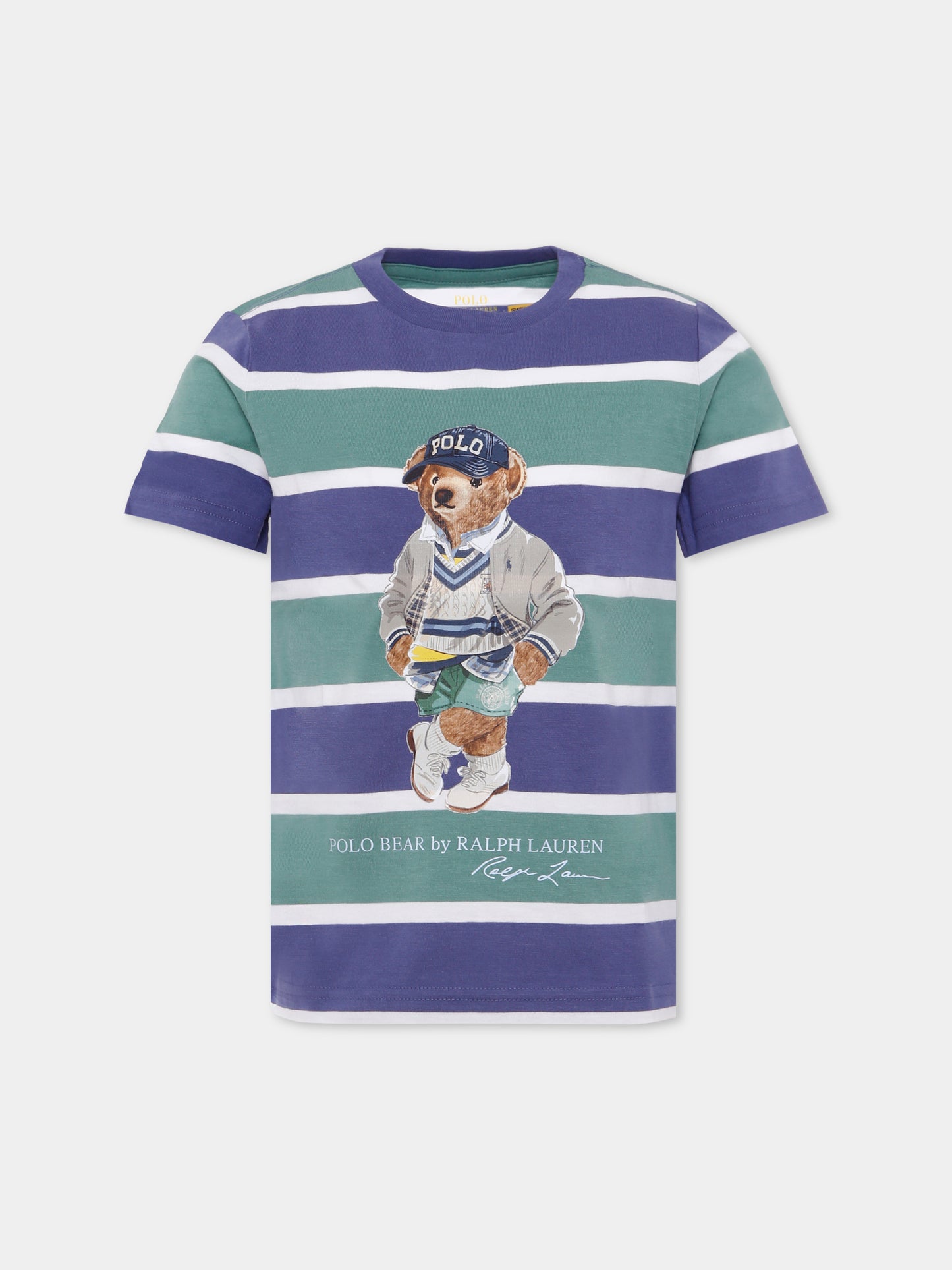 T-shirt blu per bambino con Polo Bear,Ralph Lauren Kids,971435001