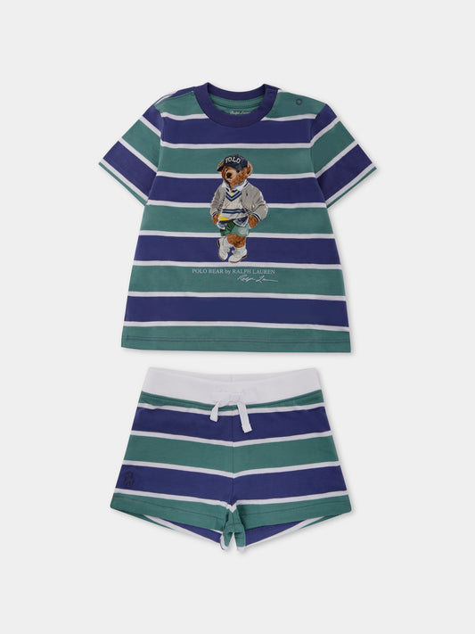 Completo blu per neonato con Polo Bear,Ralph Lauren Kids,972373001