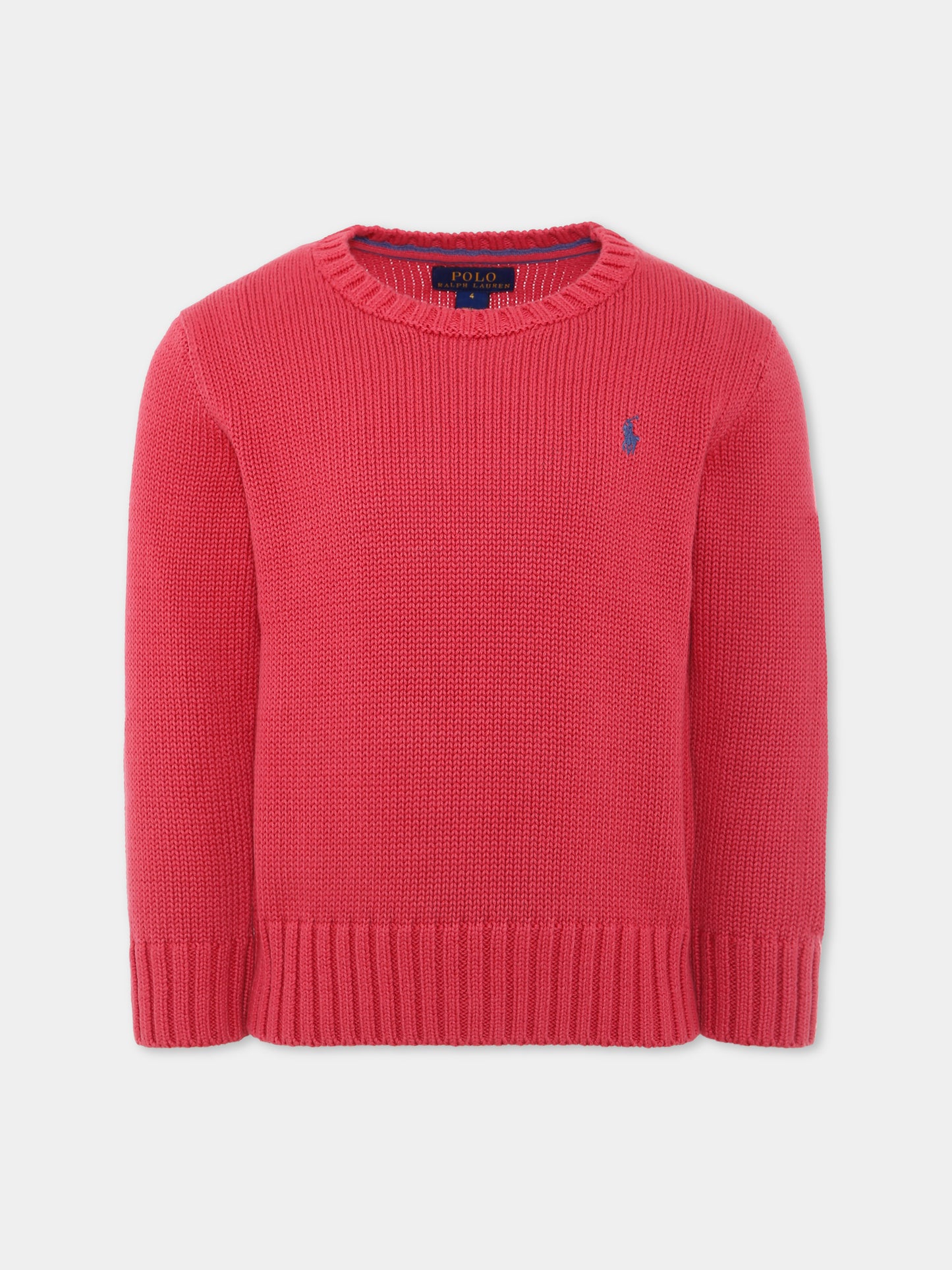 Maglione rosso per bambini con cavallino,Ralph Lauren Kids,970429001