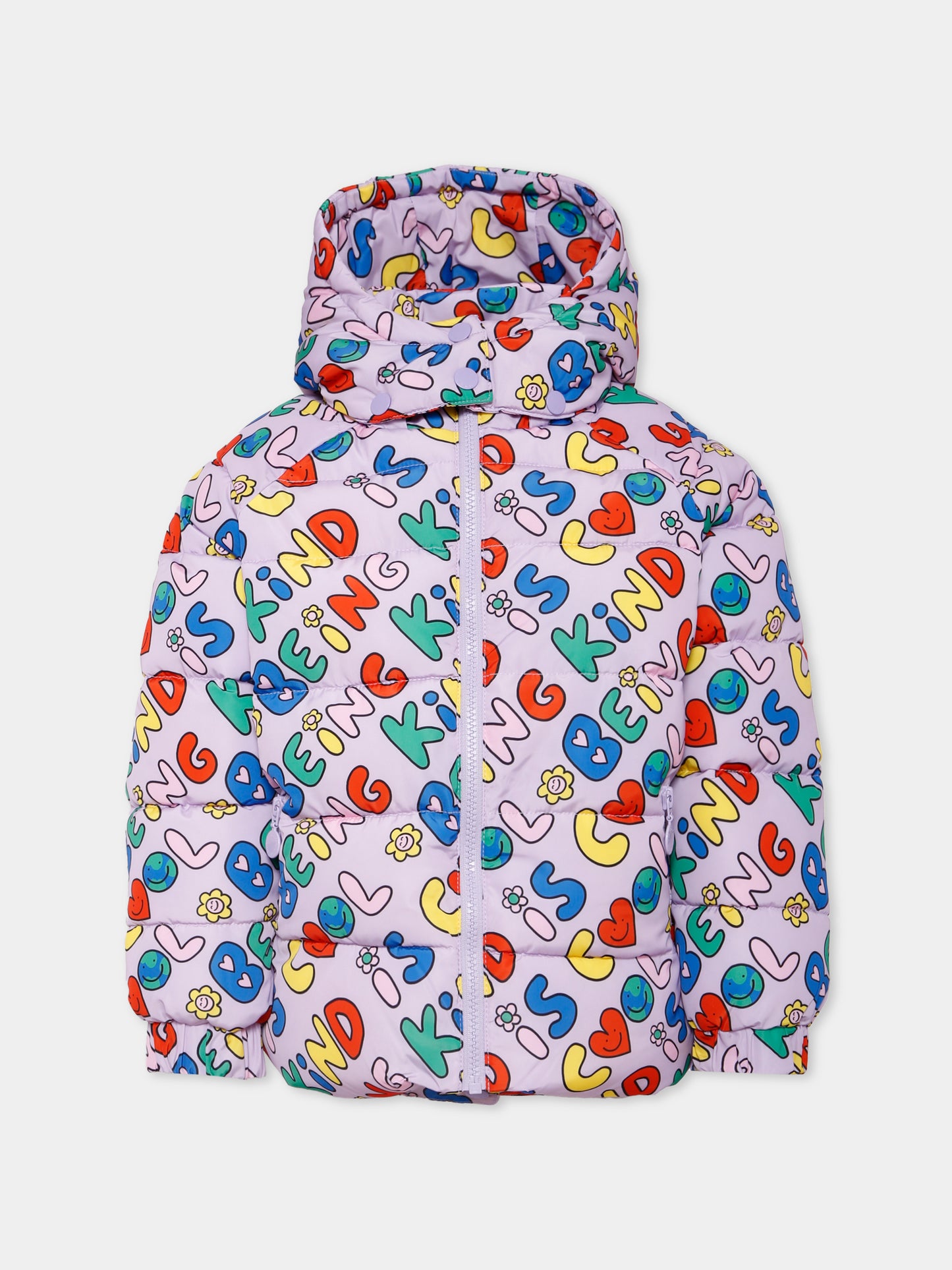 Piumino lilla per bambina con scritta all over,Stella Mccartney Kids,TX2A37 Z3051 522MC