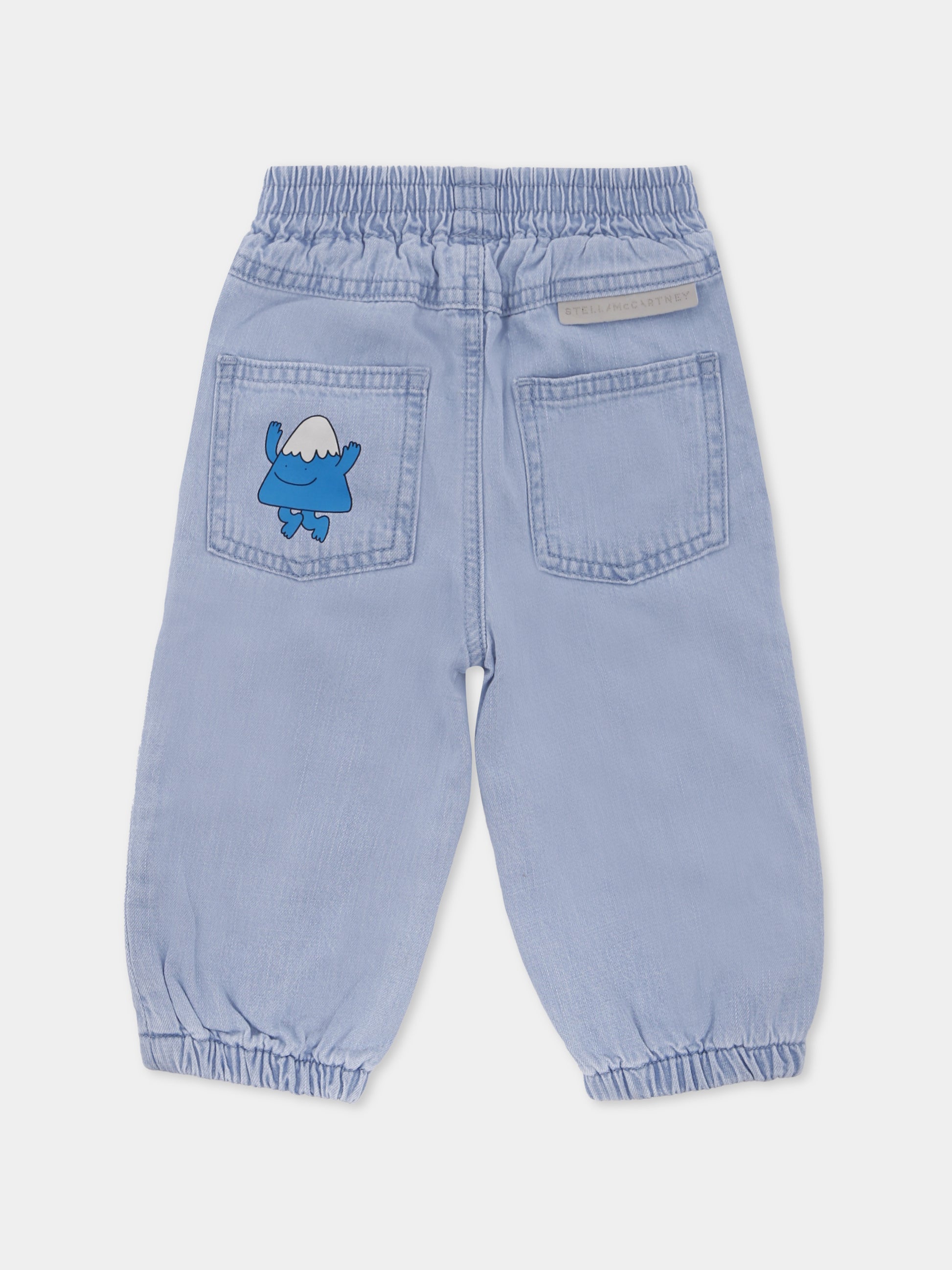 Jeans azzurri per neonato con terra e sole,Stella Mccartney Kids,TX6520 Z0522 606