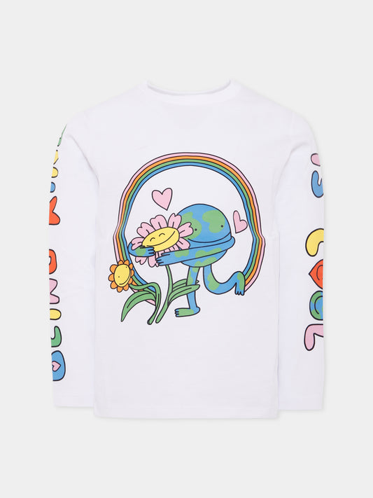 T-shirt bianca per bambini con stampa colorata,Stella Mccartney Kids,TX8A00 Z0434 100