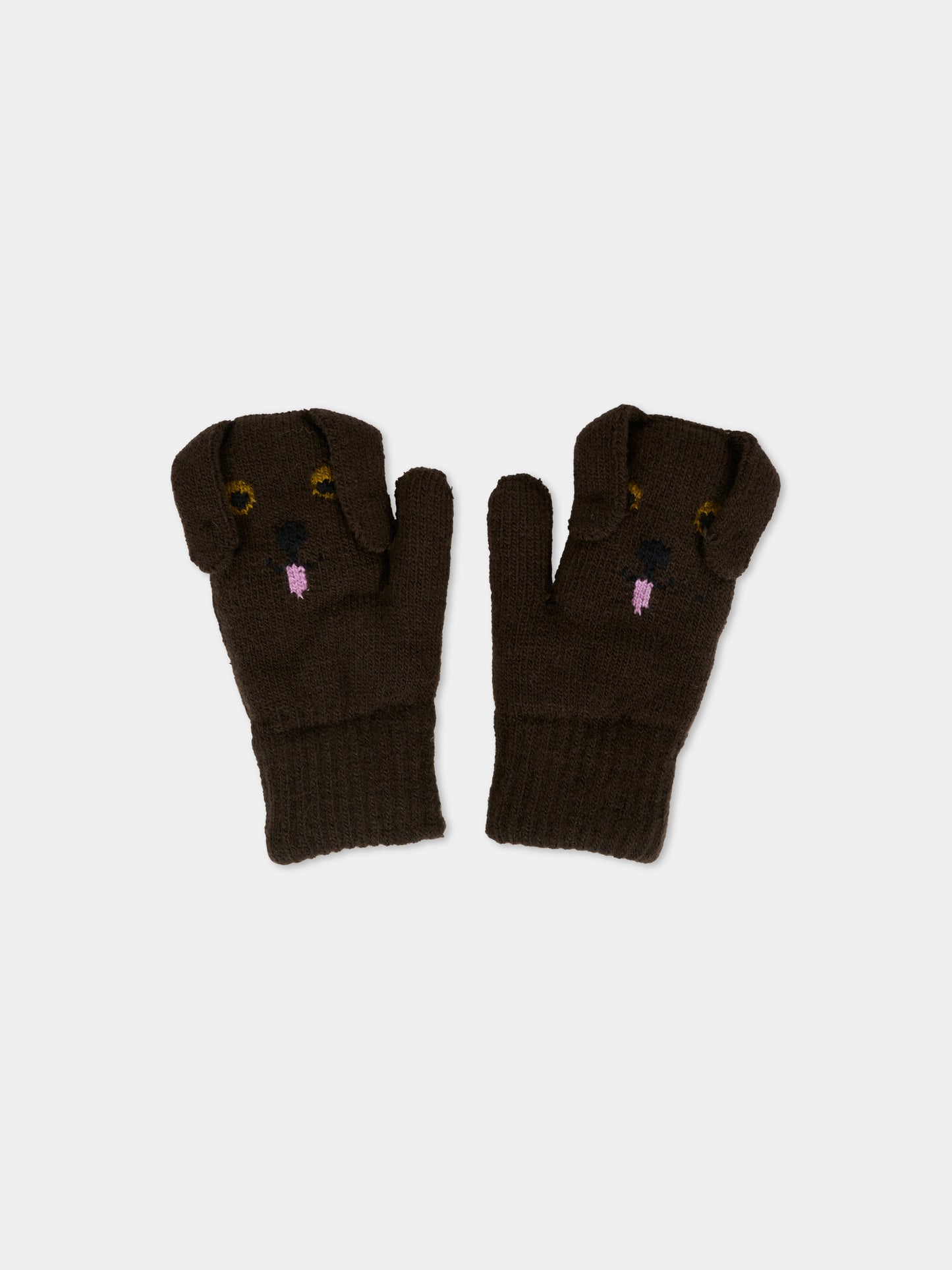 Guanti marroni per bambini con cane,Molo,7W25S102 5522