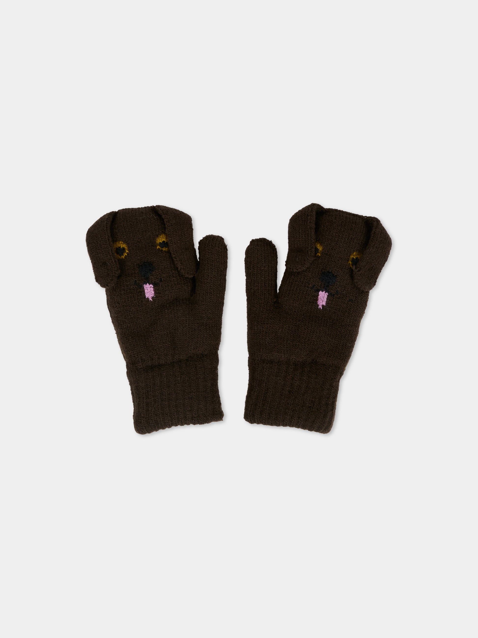 Guanti marroni per bambini con cane,Molo,7W25S102 5522