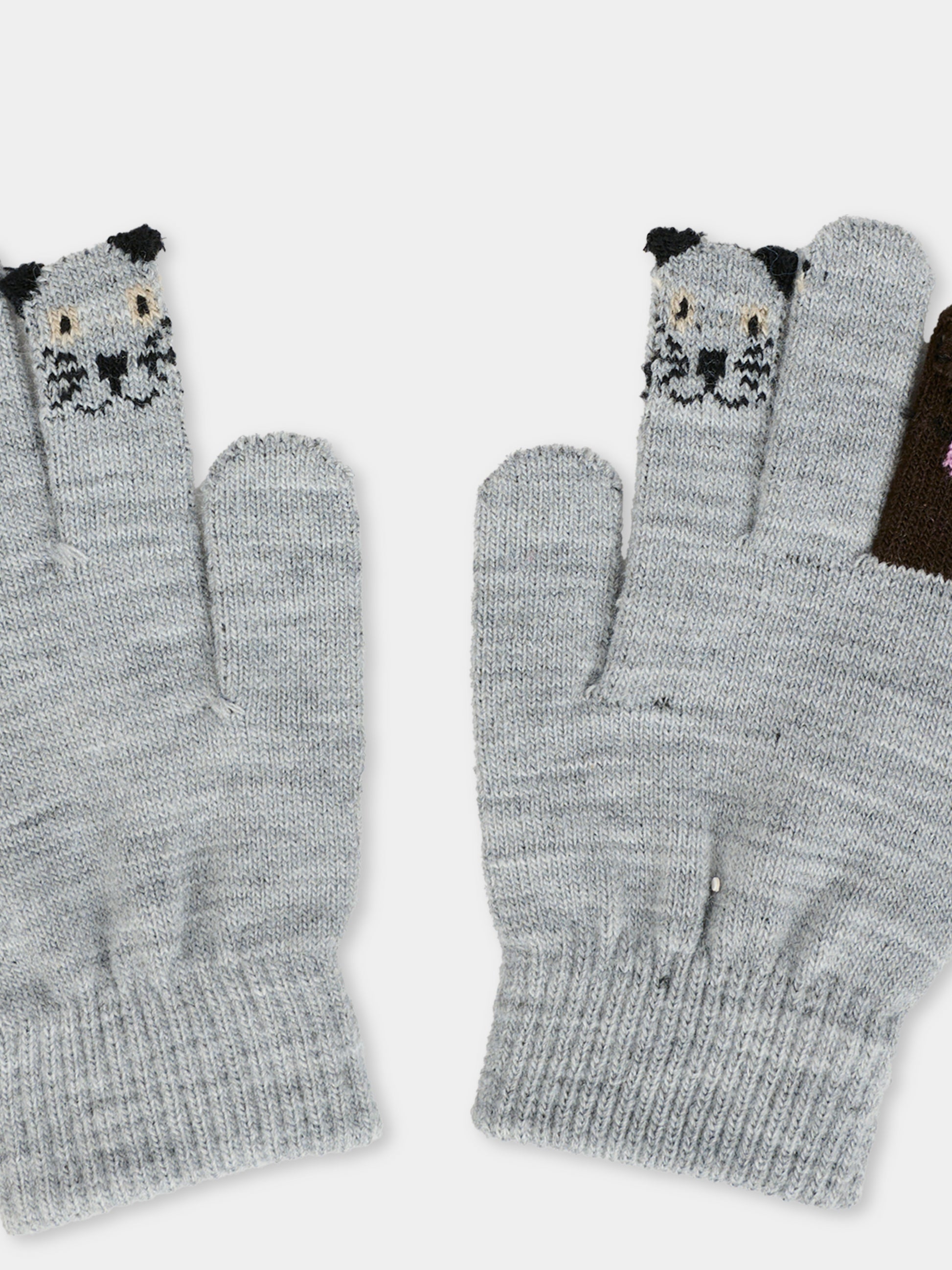 GuantI grigi per bambini con animali,Molo,7W25S203 1046