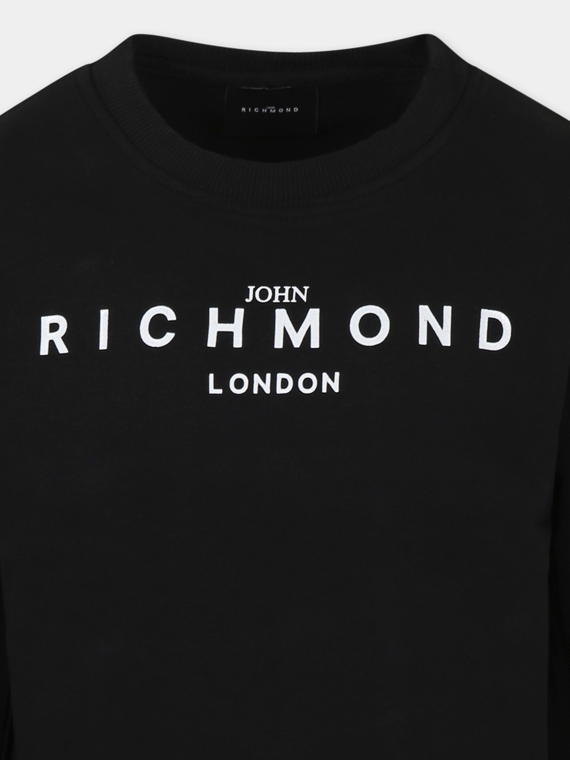 Felpa nera per bambini con logo,Richmond,RBP25005FE BLACK