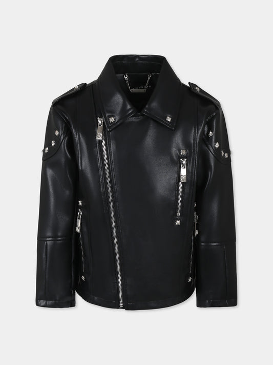 Giubbotto nero per bambino con borchie,Richmond,RBP25030GB BLACK