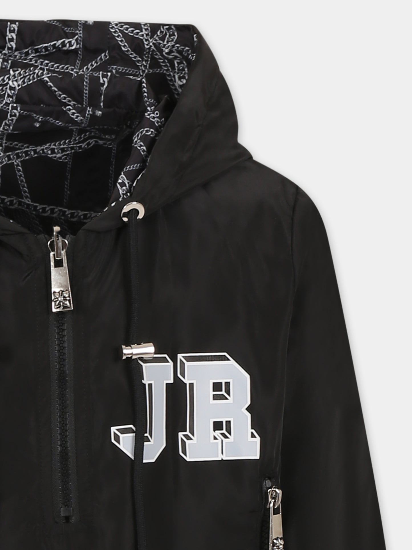 Giacca a vento reversibile nera per bambino con logo,Richmond,RBP25034KW BLK