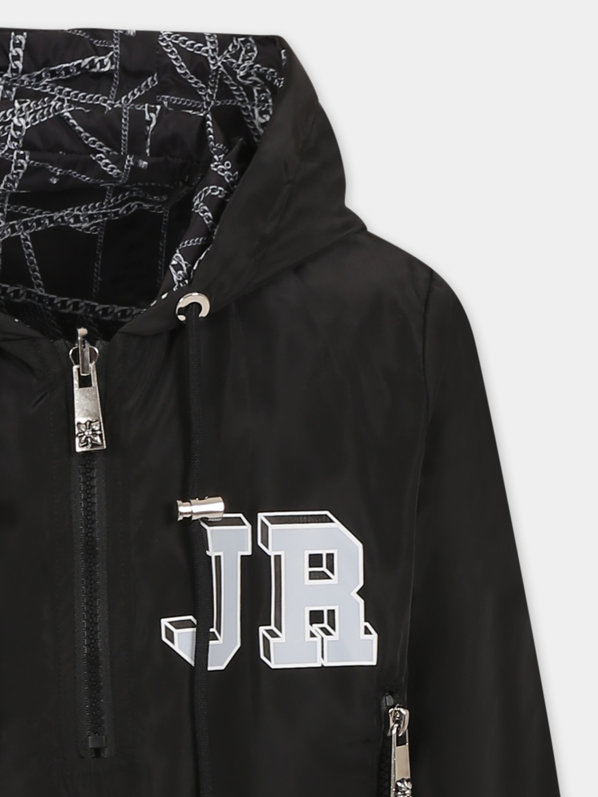 Giacca a vento reversibile nera per bambino con logo,Richmond,RBP25034KW BLK