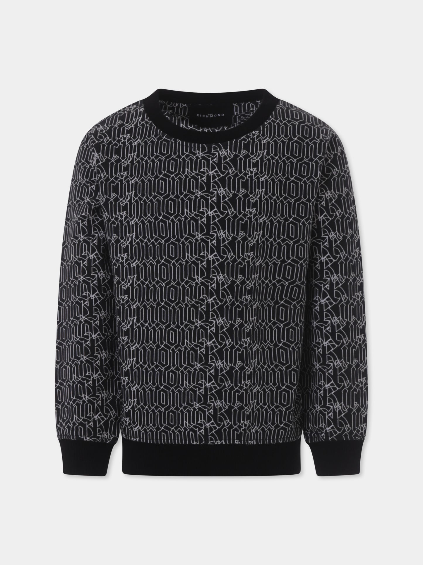 Felpa nera per bambino con logo all over,Richmond,RBP25051FE GOTIC