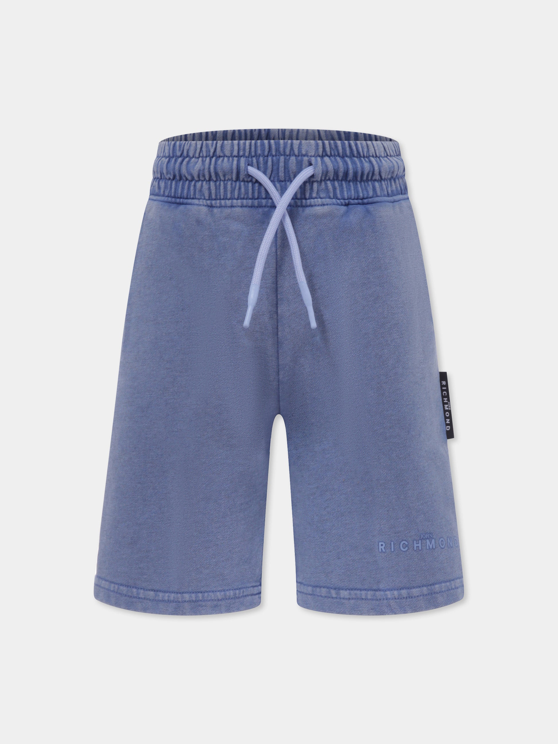 Shorts azzurri per bambino con logo,Richmond,RBP25114BE CLOUD BLUE MELANGE